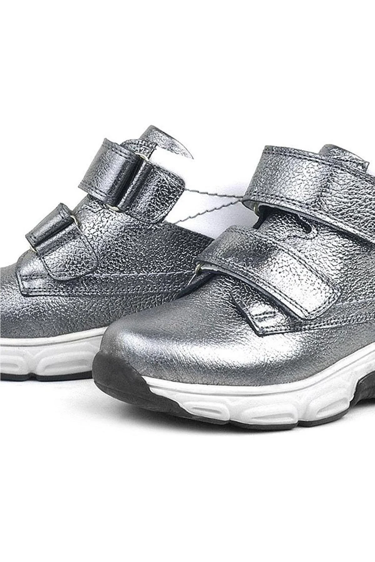 Rakerplus Hakiki Deri Platin Gri Cırtlı Kürklü Kız Çocuk Spor Bot