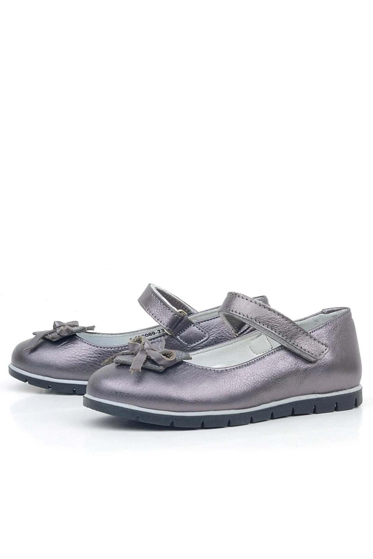 Rakerplus Hakiki Deri Platin Kurdele Detaylı Kız Çocuk Babet