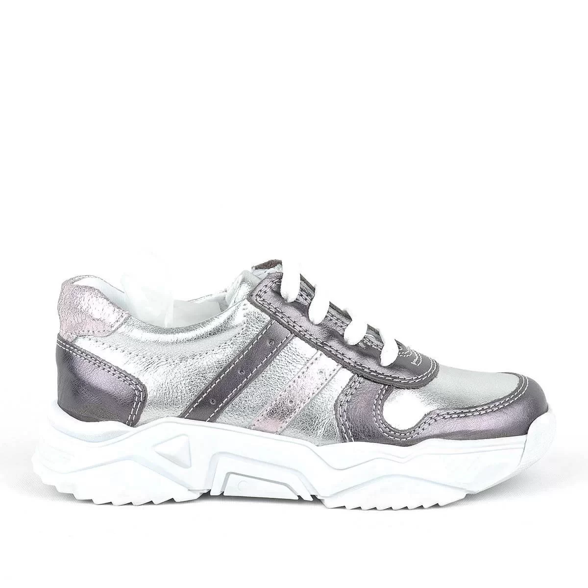 Rakerplus Hakiki Deri Platin Pembe Kalın Taban Kız Çocuk Sneakers Ayakkabı