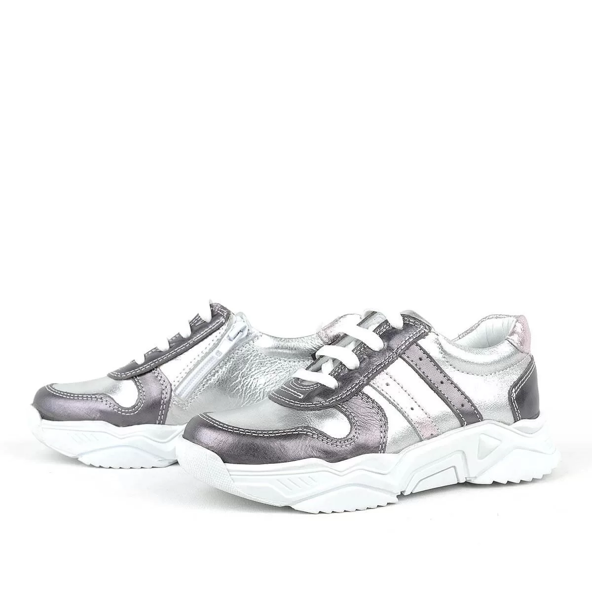 Rakerplus Hakiki Deri Platin Pembe Kalın Taban Kız Çocuk Sneakers Ayakkabı