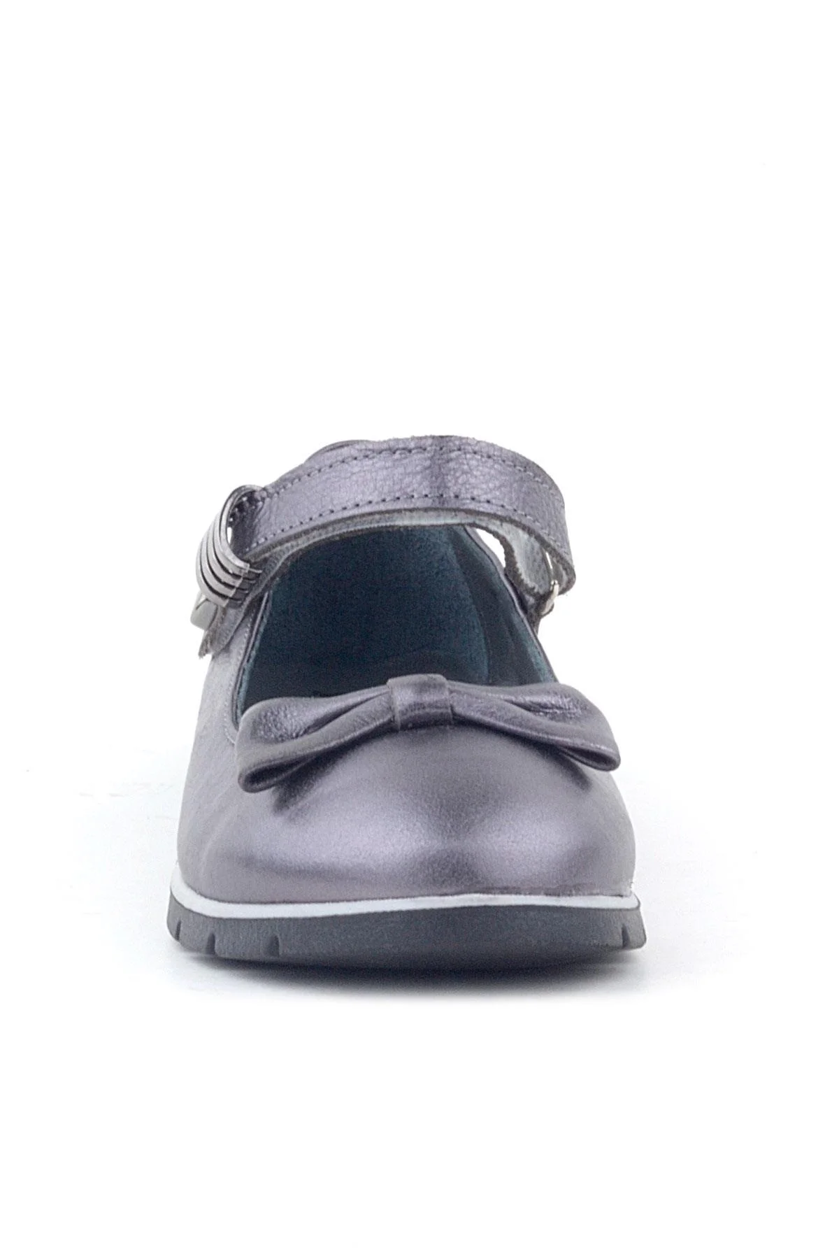 Rakerplus Hakiki Deri Platin Toka Detaylı Cırtlı Kız Çocuk Babet Ayakkabı