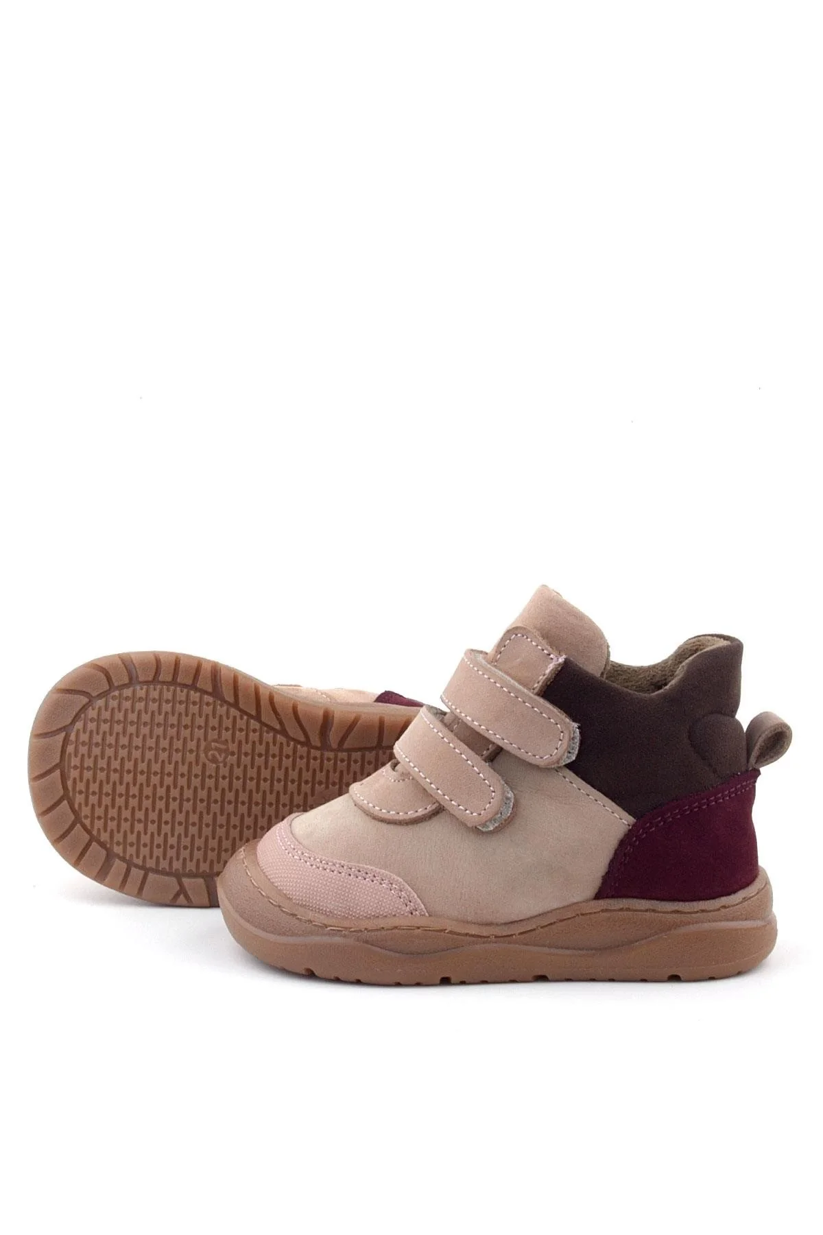 Rakerplus Hakiki Deri Pudra Pembe Cırtlı Çocuk Spor Bot