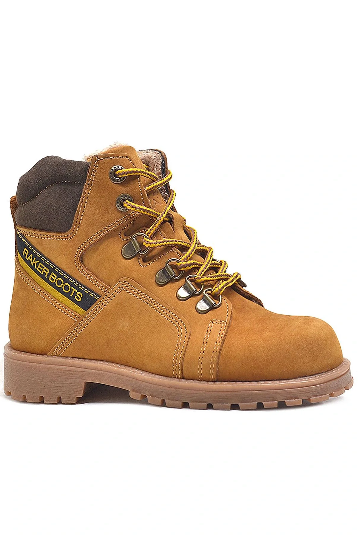 Rakerplus Hakiki Deri Sarı Fermuarlı Kürklü Çocuk Bot