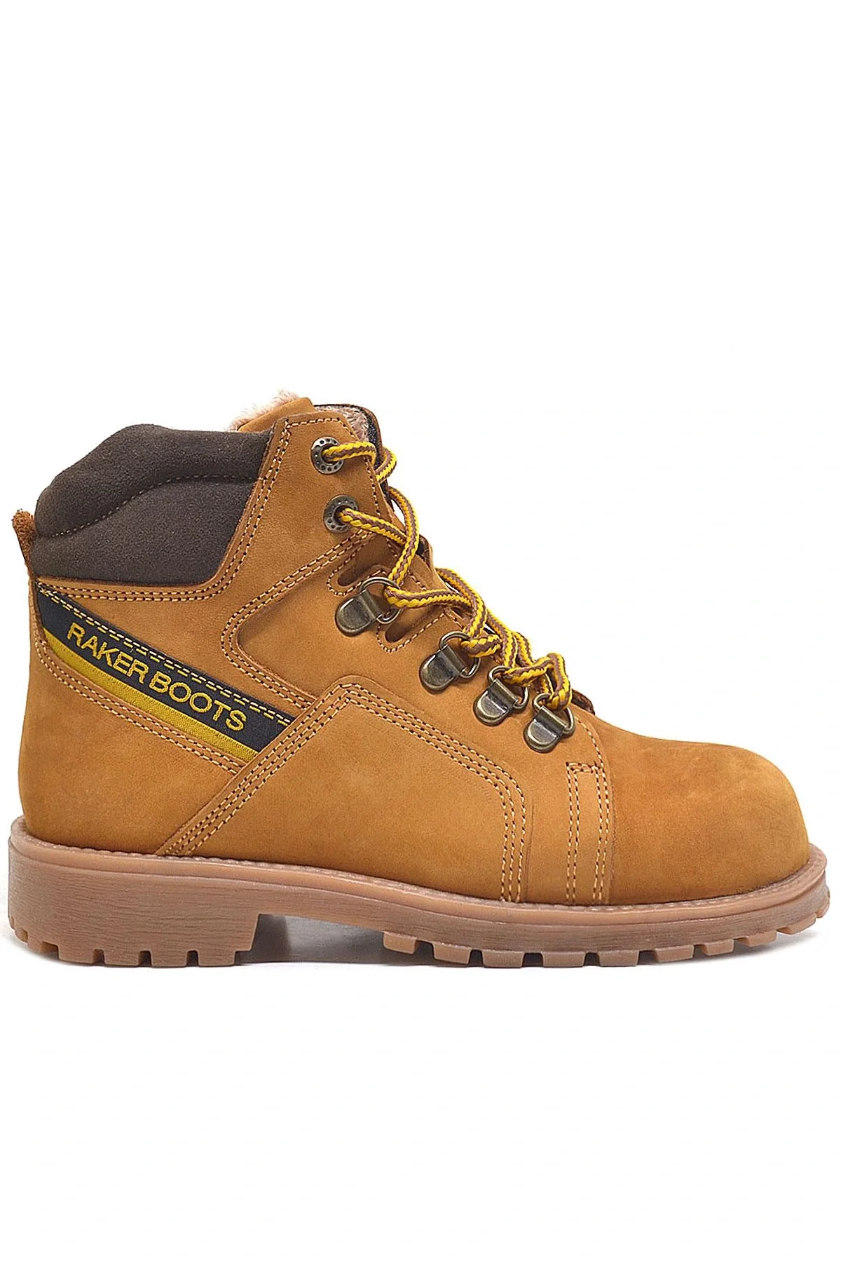 Rakerplus Hakiki Deri Sarı Fermuarlı Kürklü Çocuk Bot