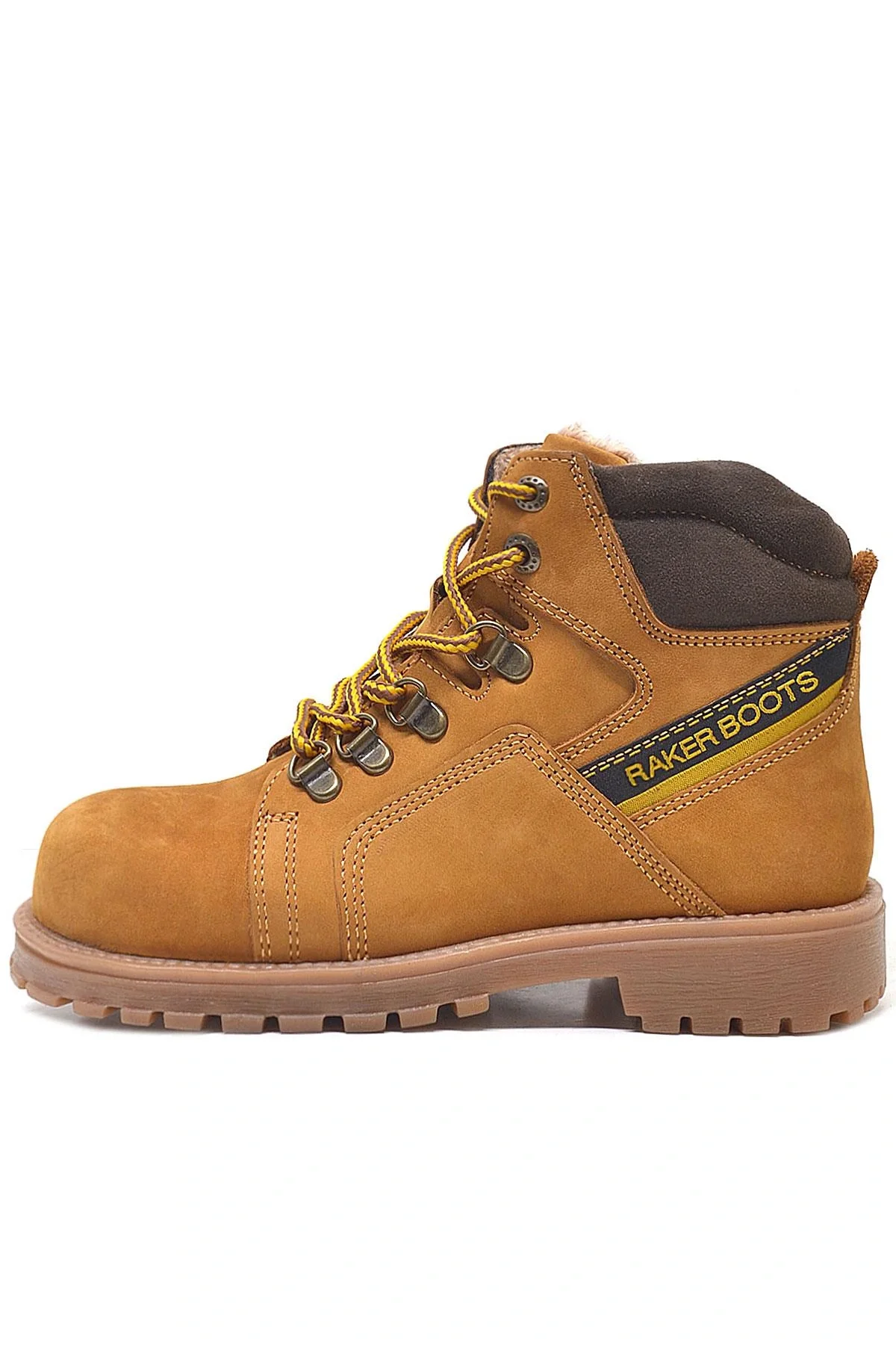 Rakerplus Hakiki Deri Sarı Fermuarlı Kürklü Çocuk Bot