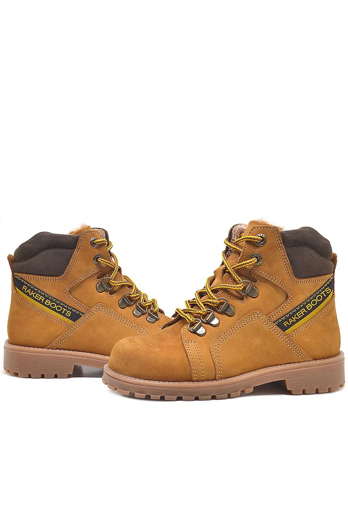 Rakerplus Hakiki Deri Sarı Fermuarlı Kürklü Çocuk Bot