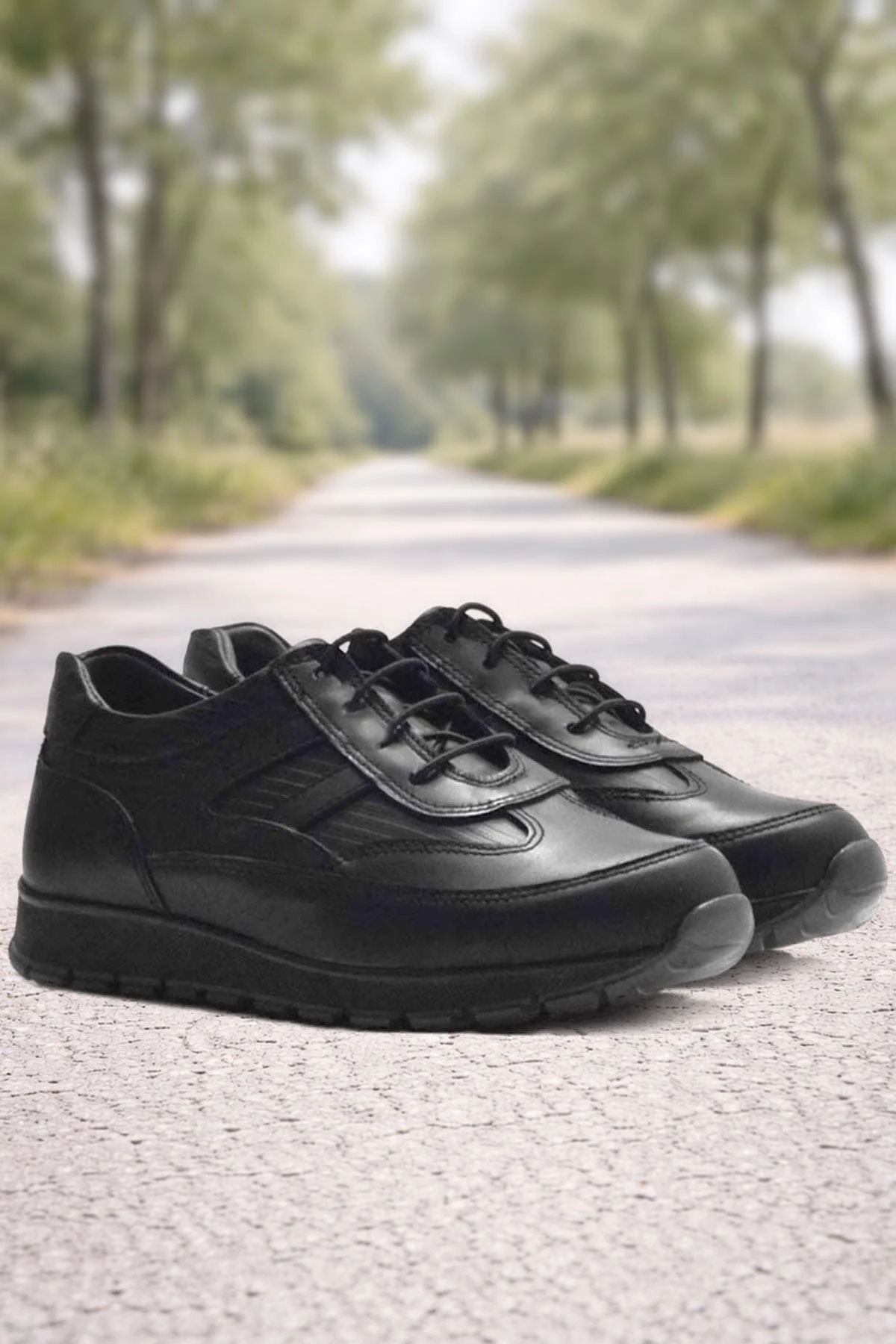Rakerplus Hakiki Deri Siyah Bağcıklı Erkek Çocuk Spor Okul Ayakkabı