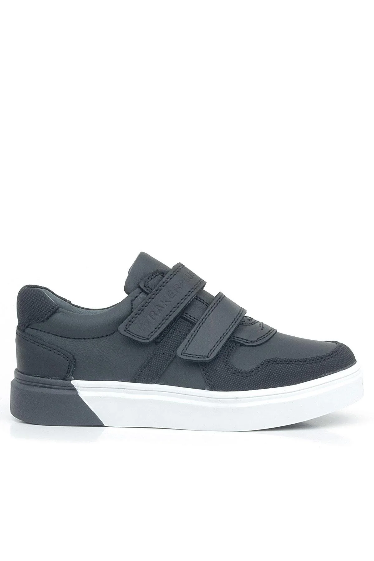 Rakerplus Hakiki Deri Siyah Beyaz Cırtlı Erkek Çocuk Sneaker