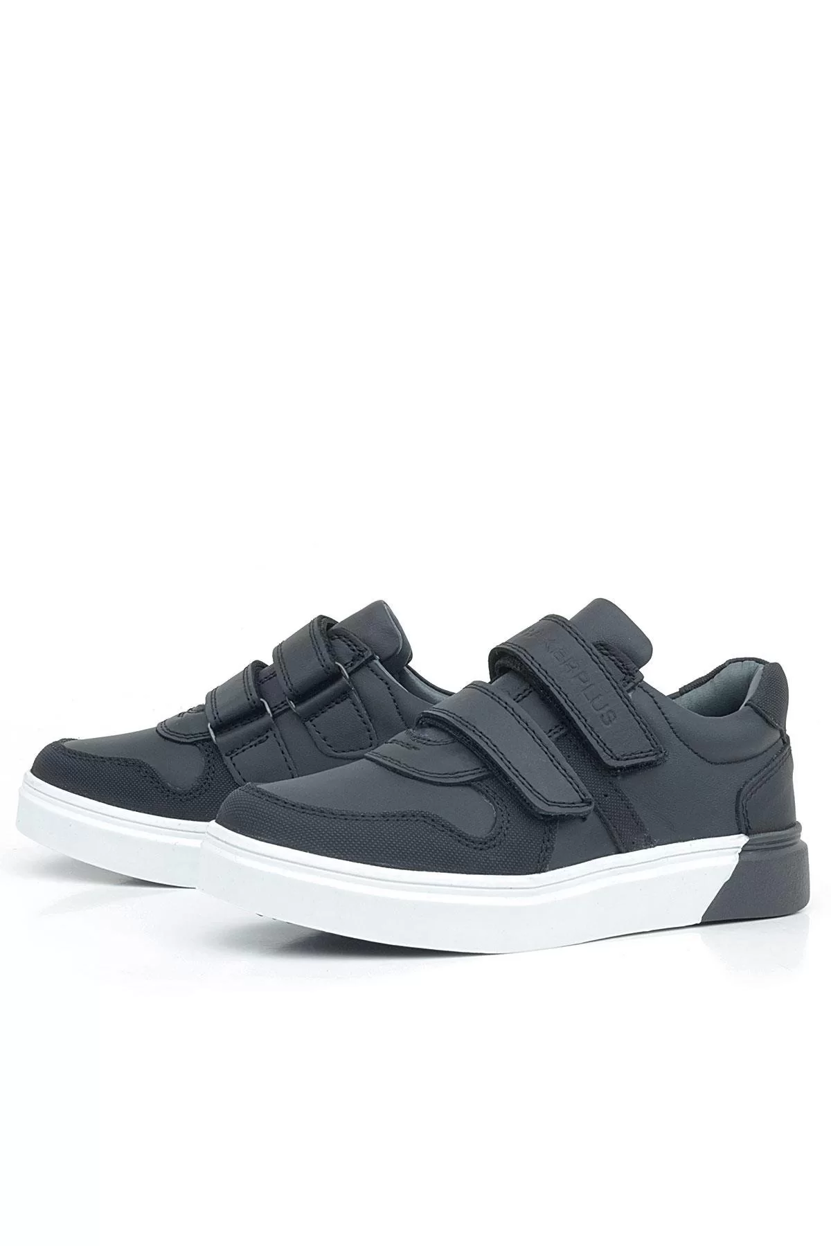 Rakerplus Hakiki Deri Siyah Beyaz Cırtlı Erkek Çocuk Sneaker