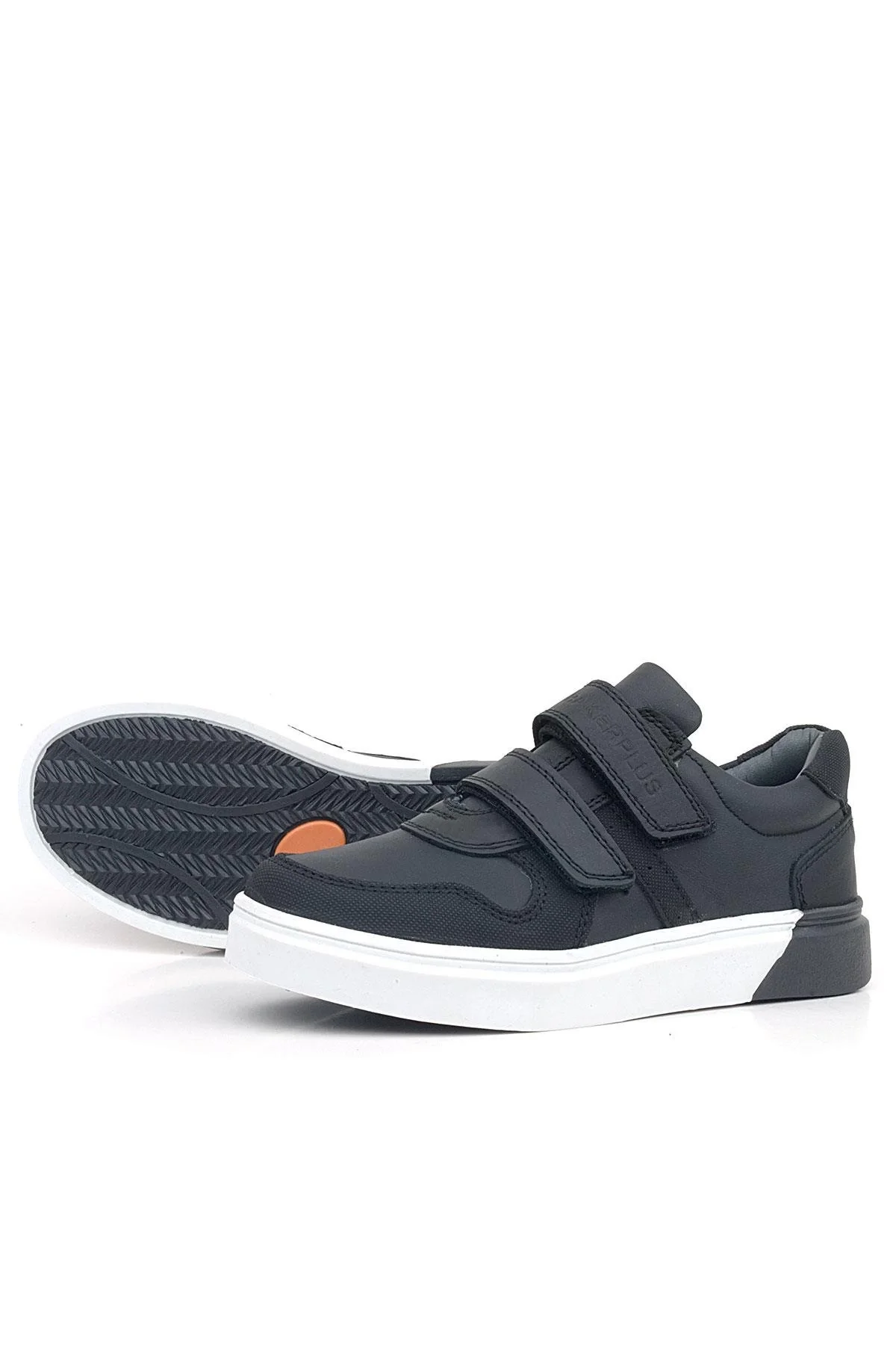 Rakerplus Hakiki Deri Siyah Beyaz Cırtlı Erkek Çocuk Sneaker