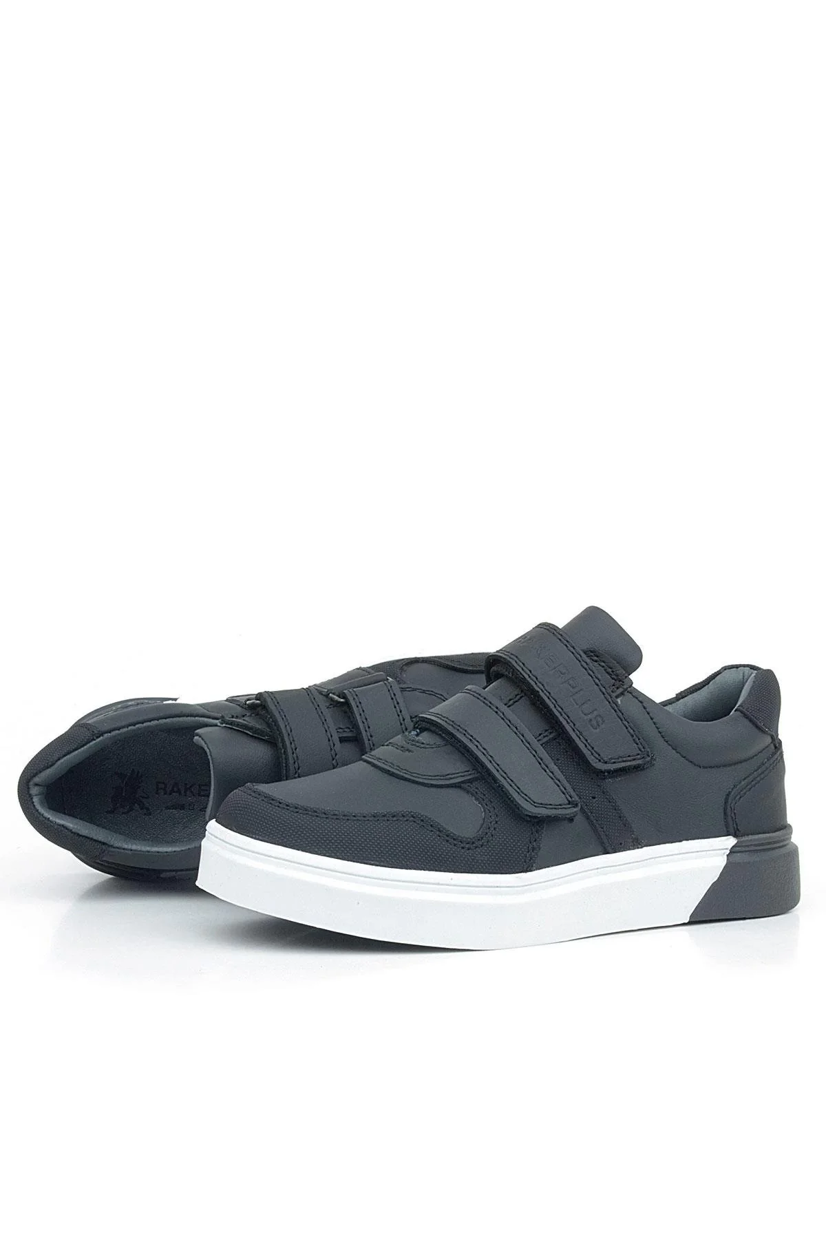 Rakerplus Hakiki Deri Siyah Beyaz Cırtlı Erkek Çocuk Sneaker