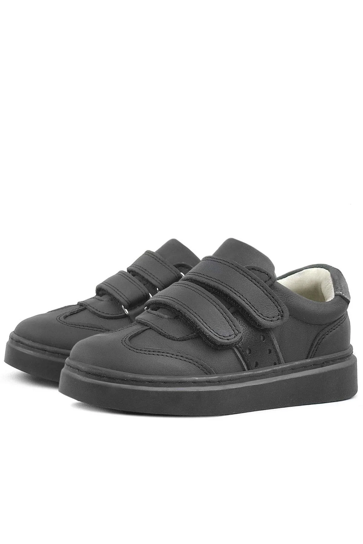 Rakerplus Hakiki Deri Siyah Cırtlı Çocuk Spor Ayakkabı Sneaker