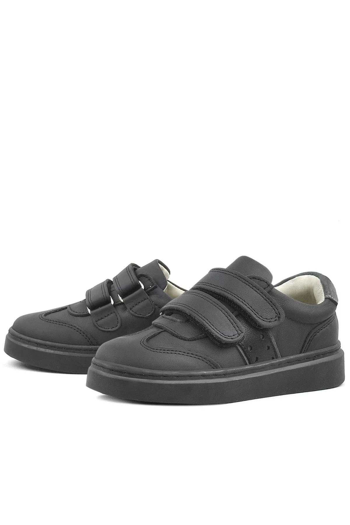 Rakerplus Hakiki Deri Siyah Cırtlı Çocuk Spor Ayakkabı Sneaker