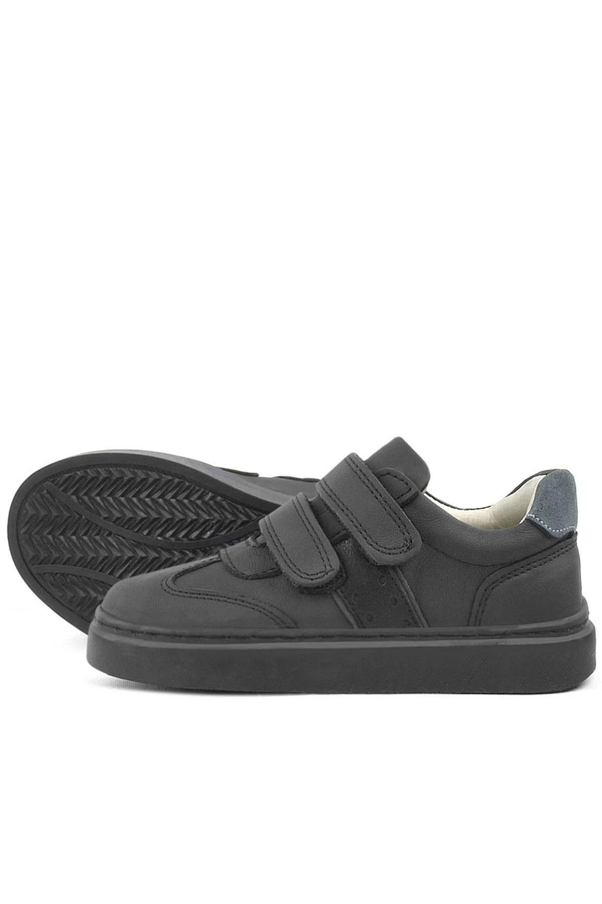 Rakerplus Hakiki Deri Siyah Cırtlı Çocuk Spor Ayakkabı Sneaker