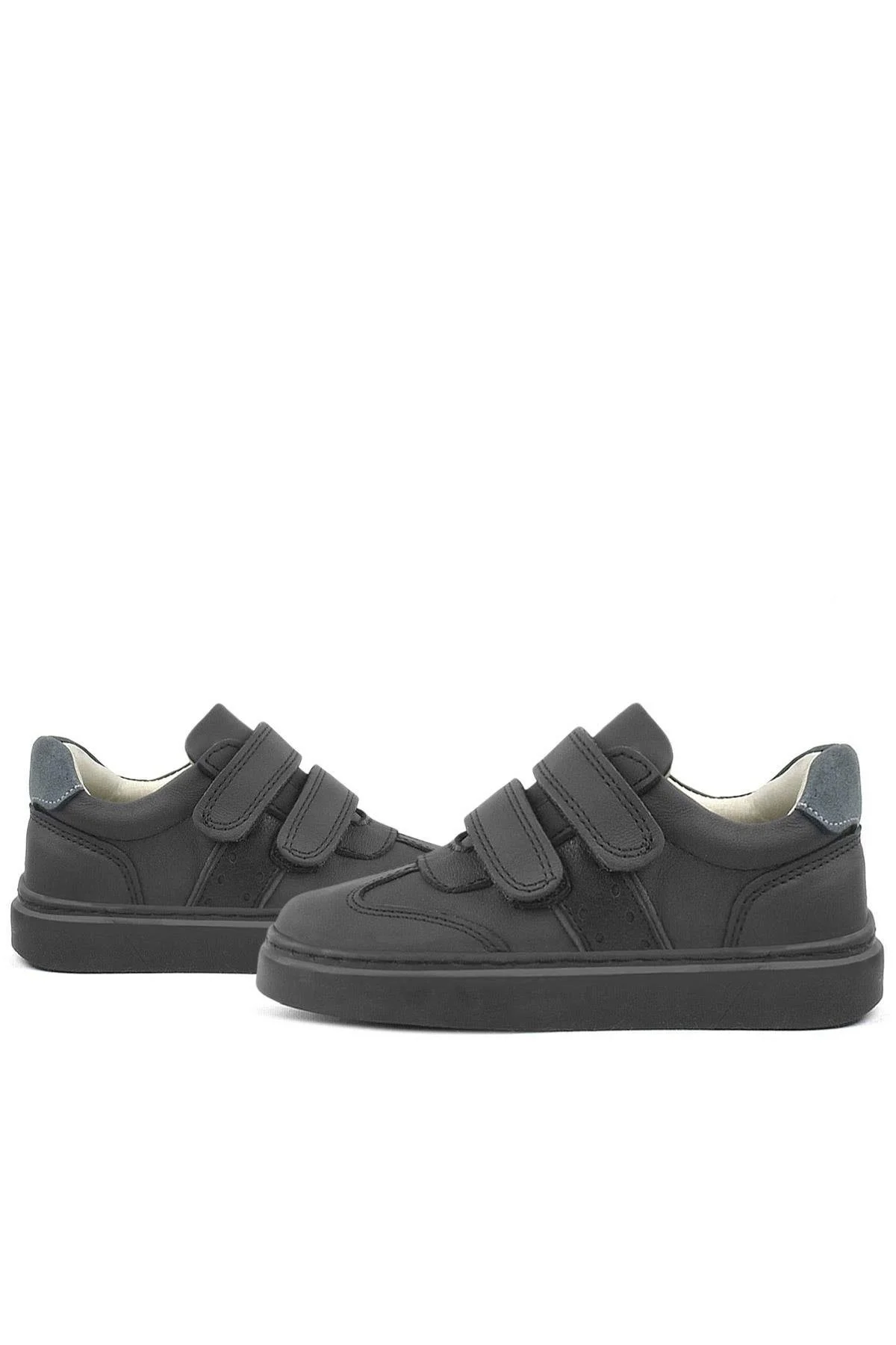 Rakerplus Hakiki Deri Siyah Cırtlı Çocuk Spor Ayakkabı Sneaker