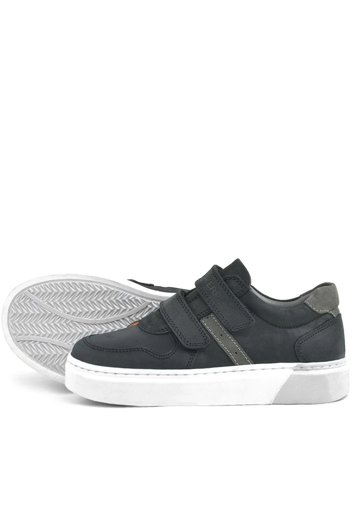 Rakerplus Hakiki Deri Siyah Cırtlı Erkek Çocuk Sneaker