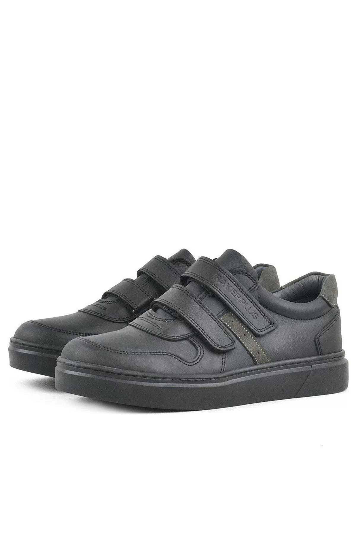 Rakerplus Hakiki Deri Siyah Cırtlı Erkek Çocuk Sneaker Ayakkabı
