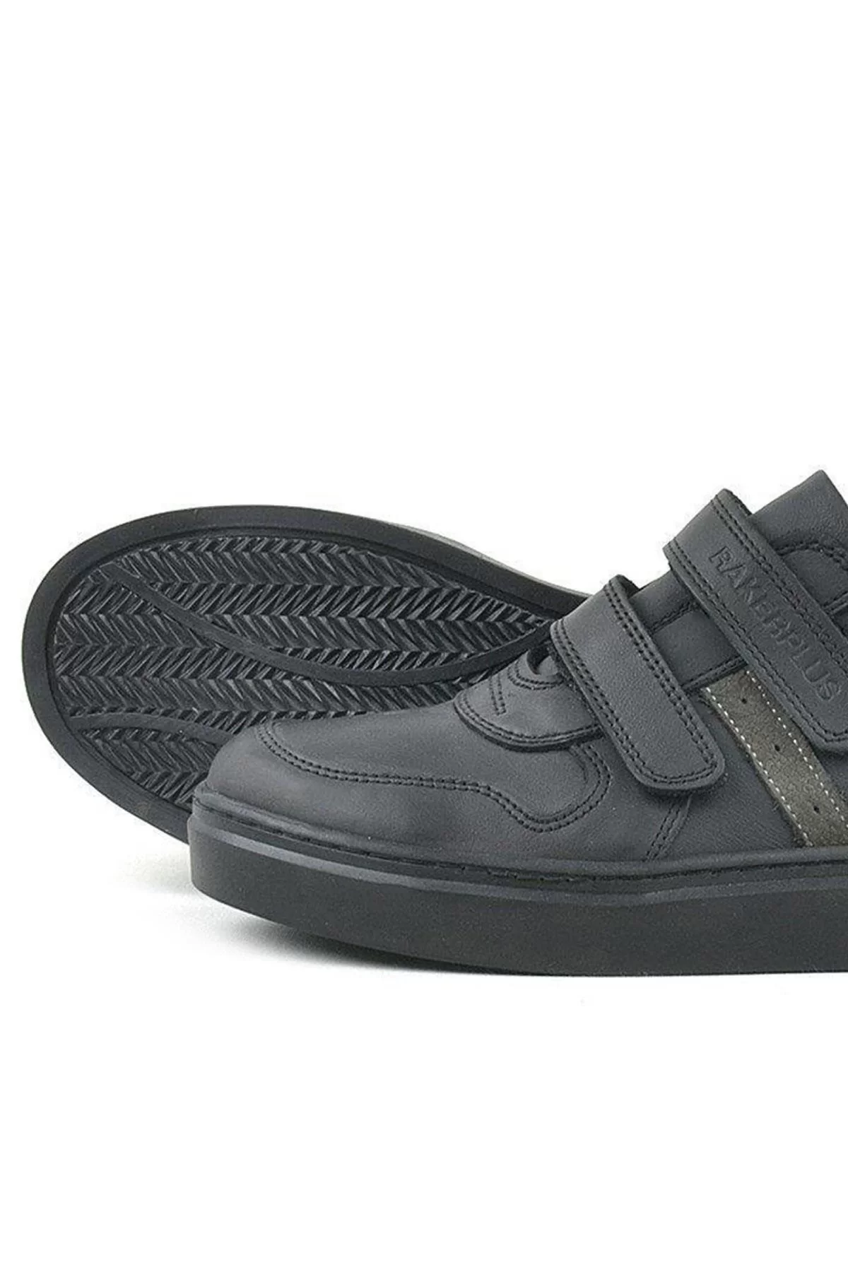 Rakerplus Hakiki Deri Siyah Cırtlı Erkek Çocuk Sneaker Ayakkabı