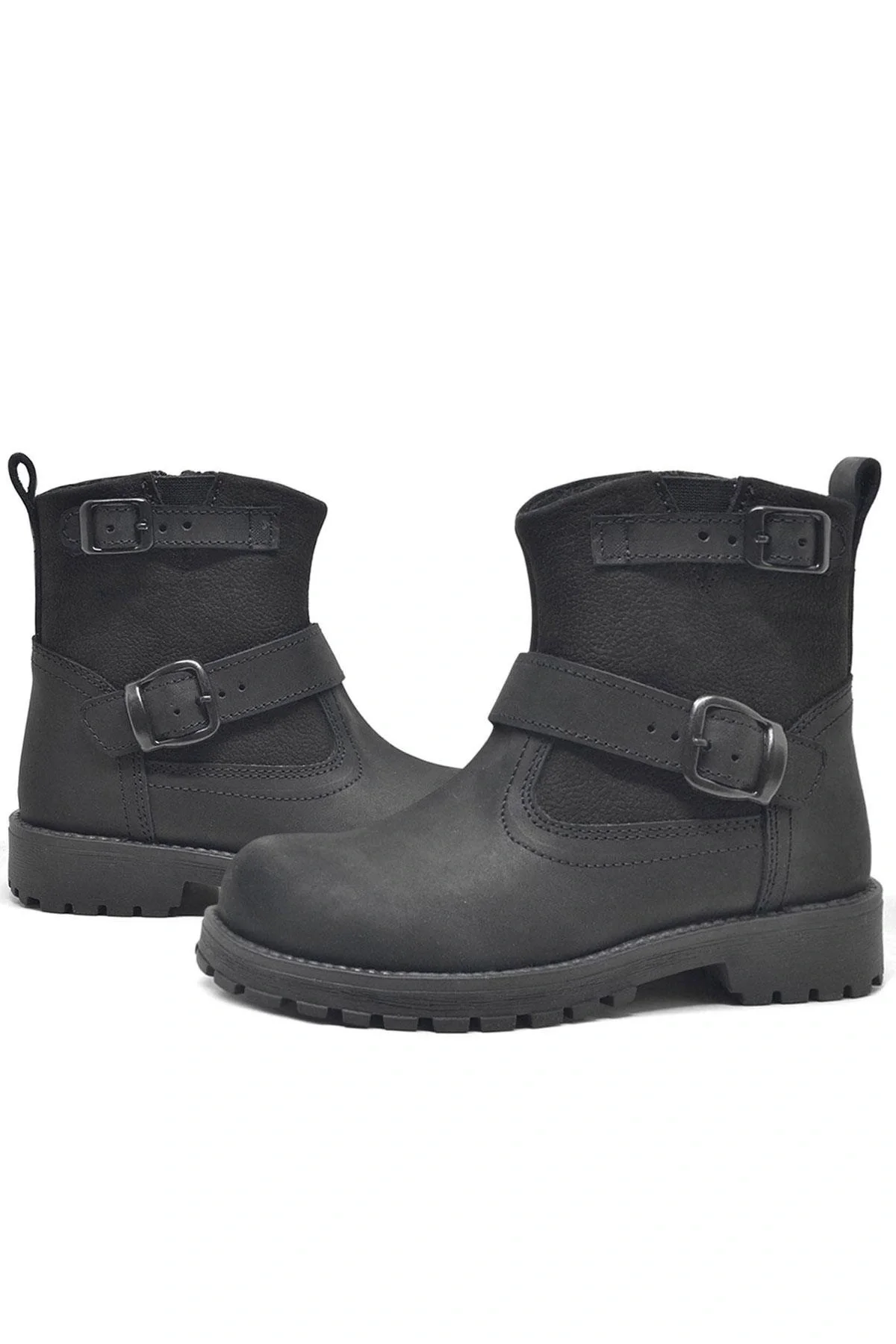 Rakerplus Hakiki Deri Siyah Fermuarlı Çocuk Bot Çizme