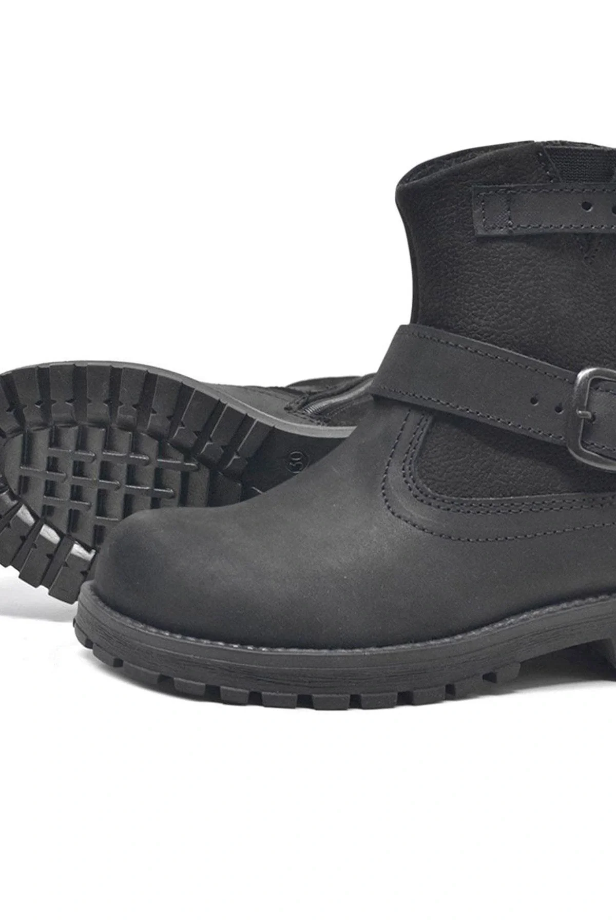 Rakerplus Hakiki Deri Siyah Fermuarlı Çocuk Bot Çizme
