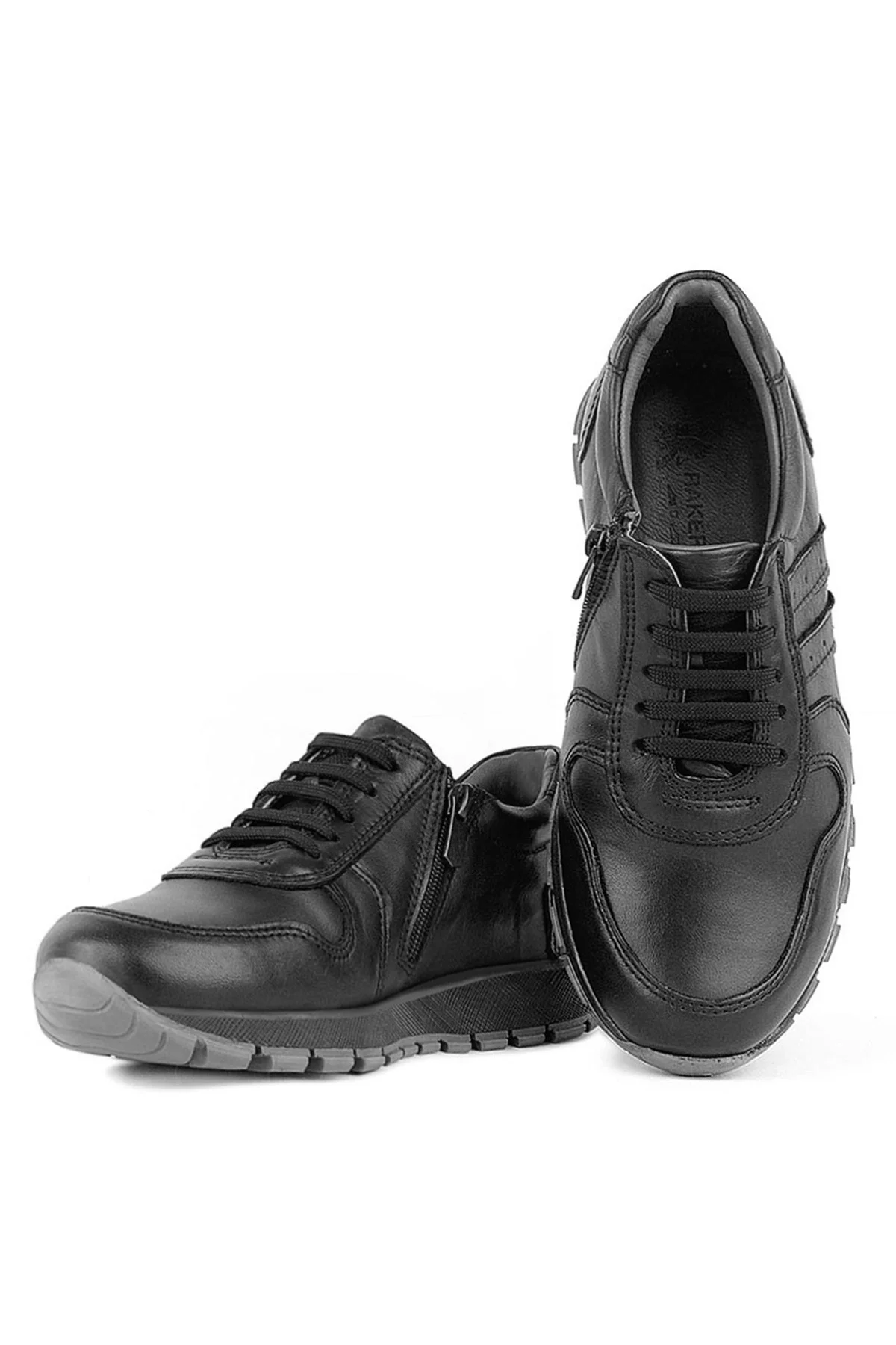 Rakerplus Hakiki Deri Siyah Fermuarlı Erkek Çocuk Spor Okul Ayakkabı