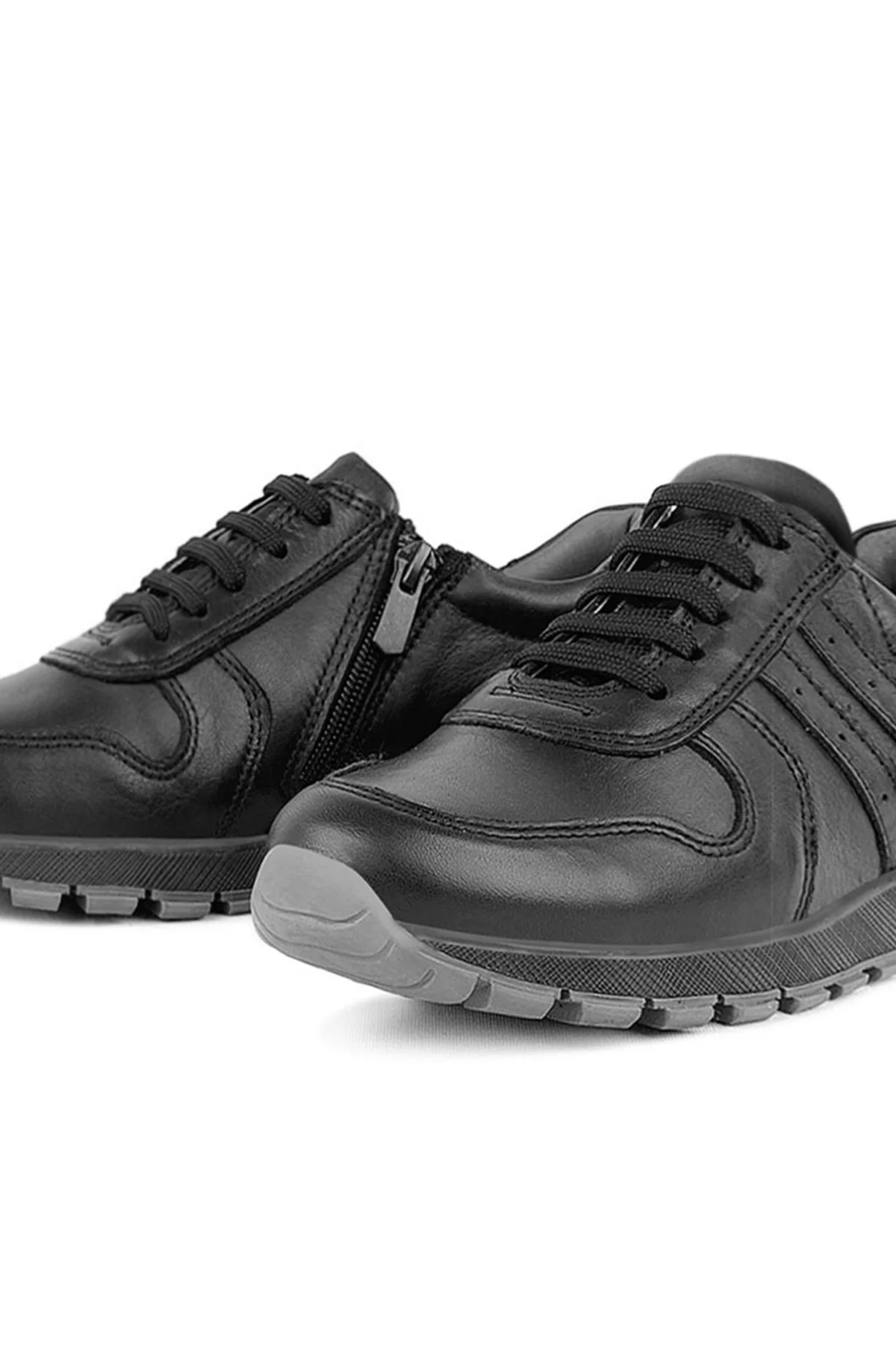 Rakerplus Hakiki Deri Siyah Fermuarlı Erkek Çocuk Spor Okul Ayakkabı