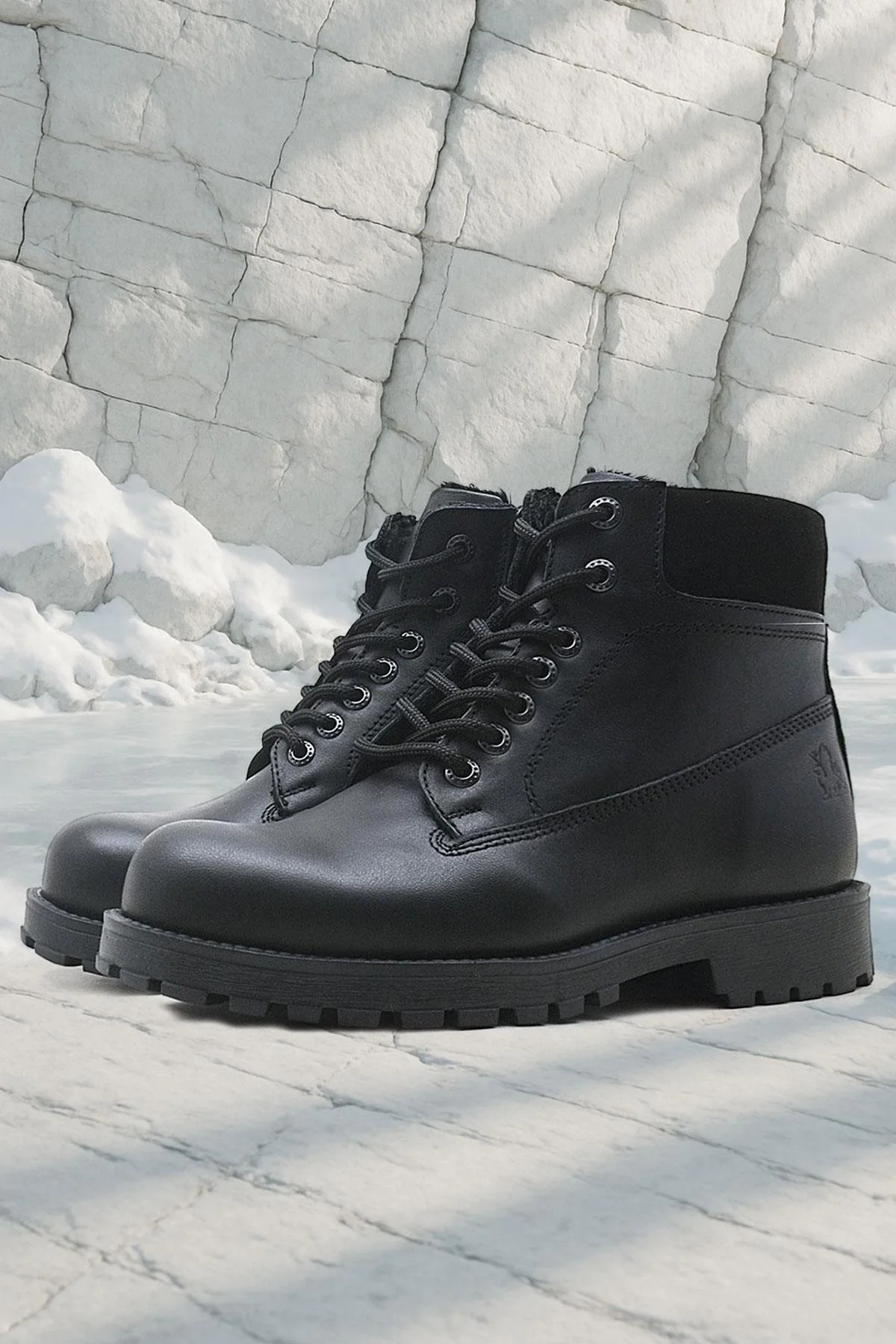 Rakerplus Hakiki Deri Siyah Fermuarlı Kışlık Çocuk Bot