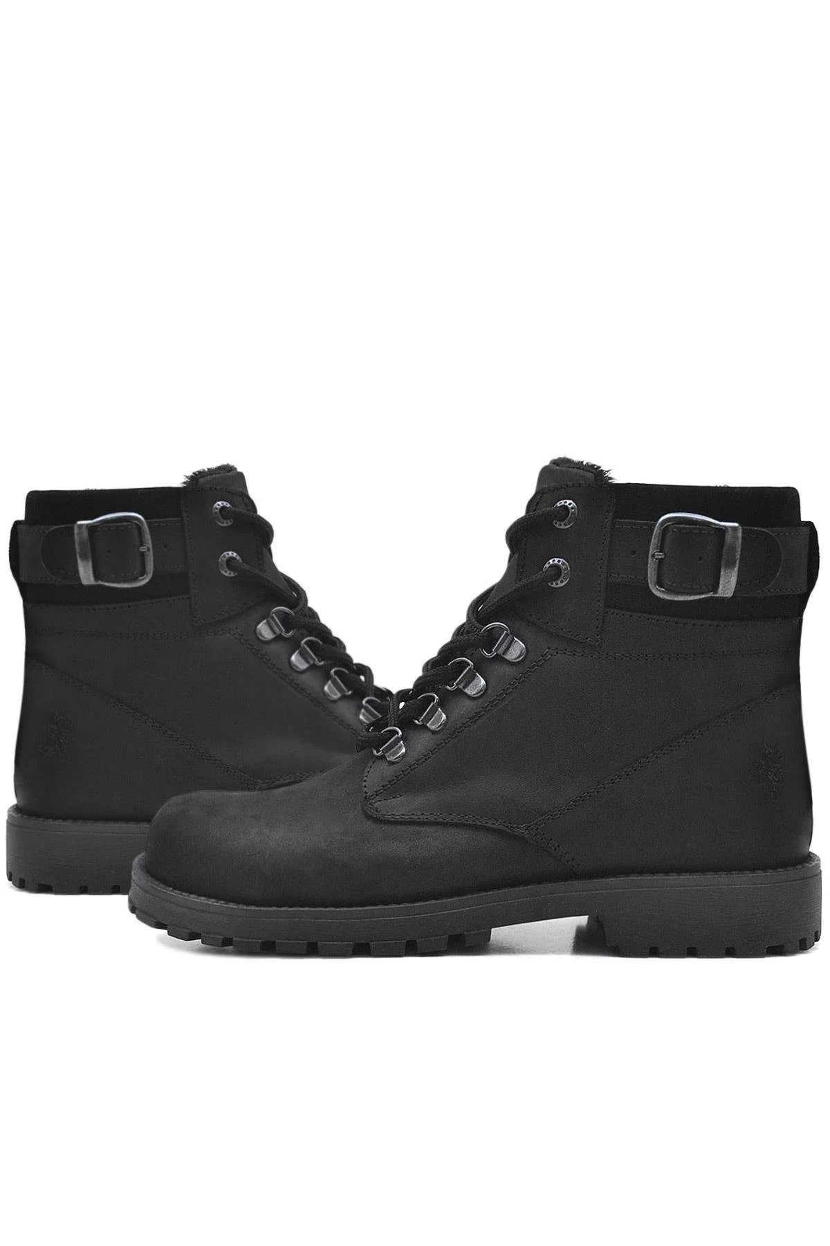 Rakerplus Hakiki Deri Siyah Fermuarlı Kürklü Bot