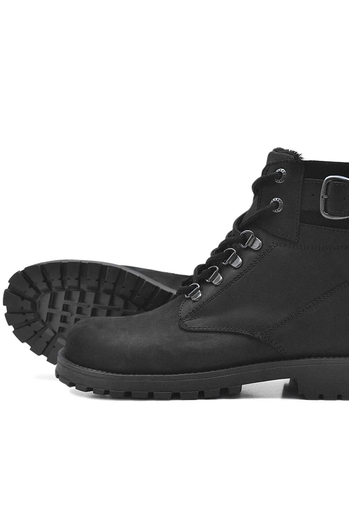 Rakerplus Hakiki Deri Siyah Fermuarlı Kürklü Bot