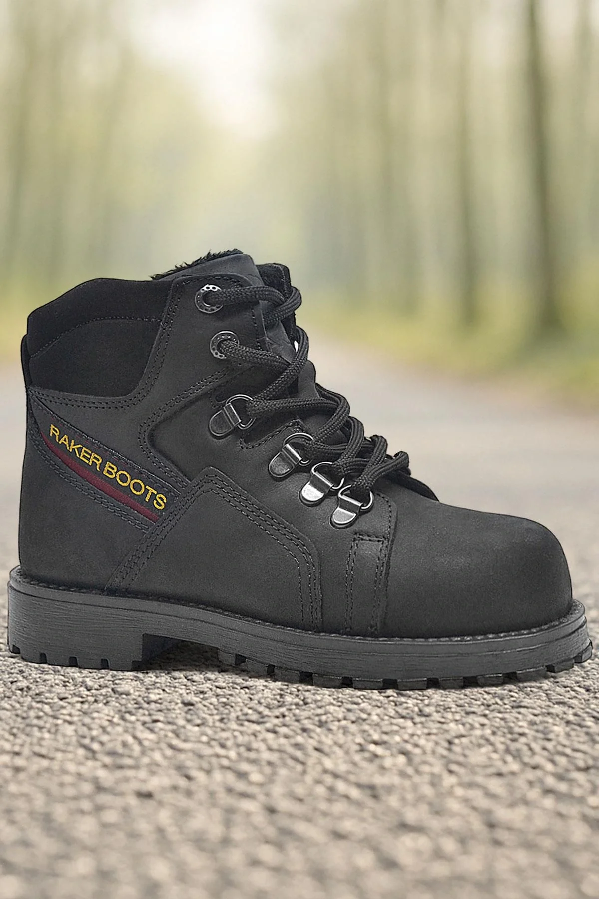 Rakerplus Hakiki Deri Siyah Fermuarlı Kürklü Çocuk Bot