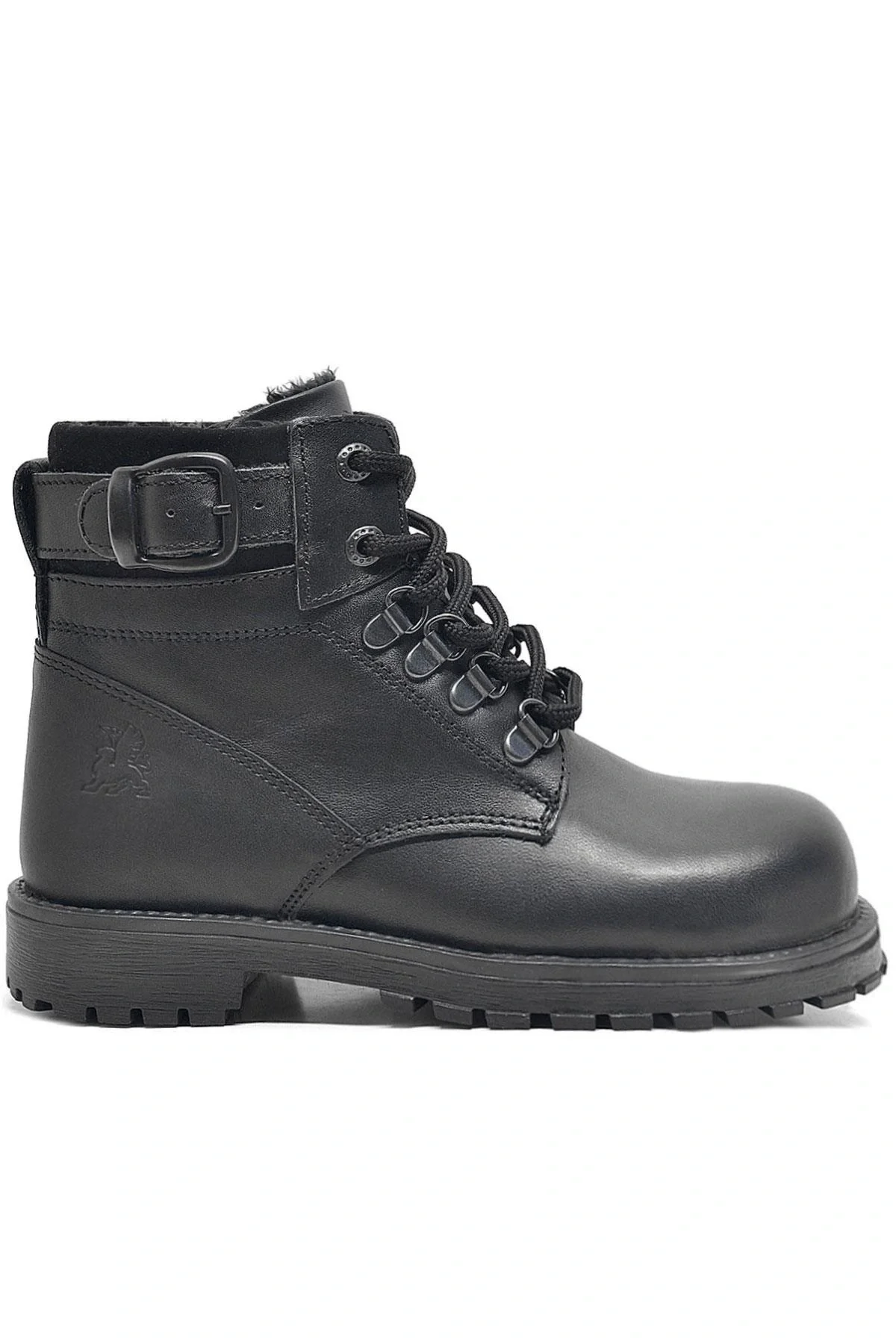 Rakerplus Hakiki Deri Siyah Fermuarlı Kürklü Çocuk Bot