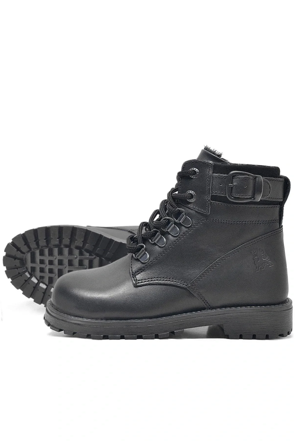 Rakerplus Hakiki Deri Siyah Fermuarlı Kürklü Çocuk Bot