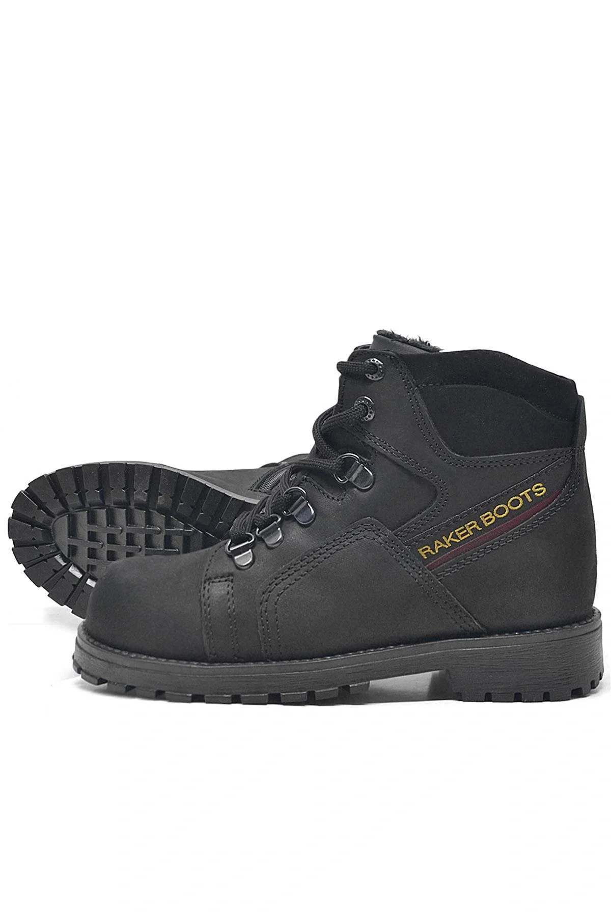 Rakerplus Hakiki Deri Siyah Fermuarlı Kürklü Çocuk Bot