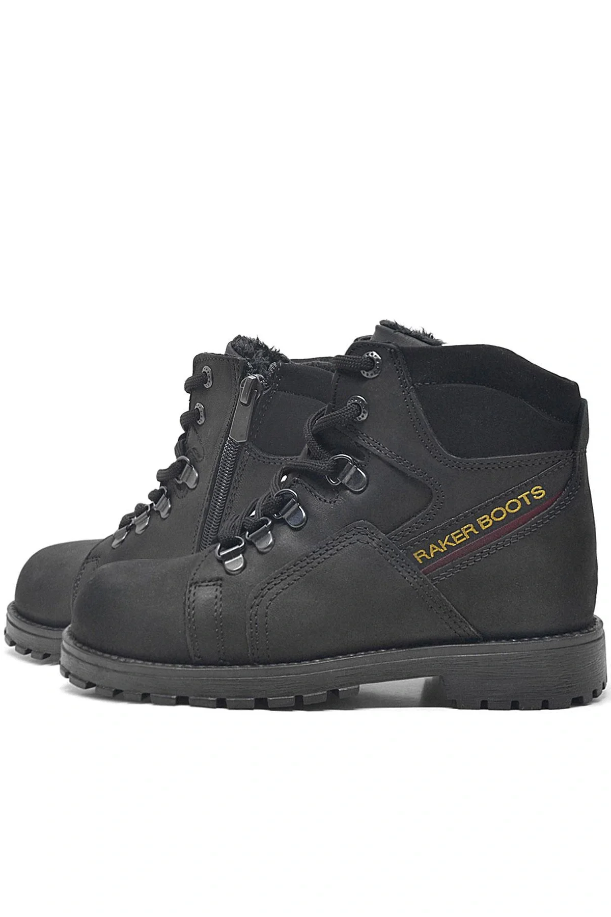 Rakerplus Hakiki Deri Siyah Fermuarlı Kürklü Çocuk Bot