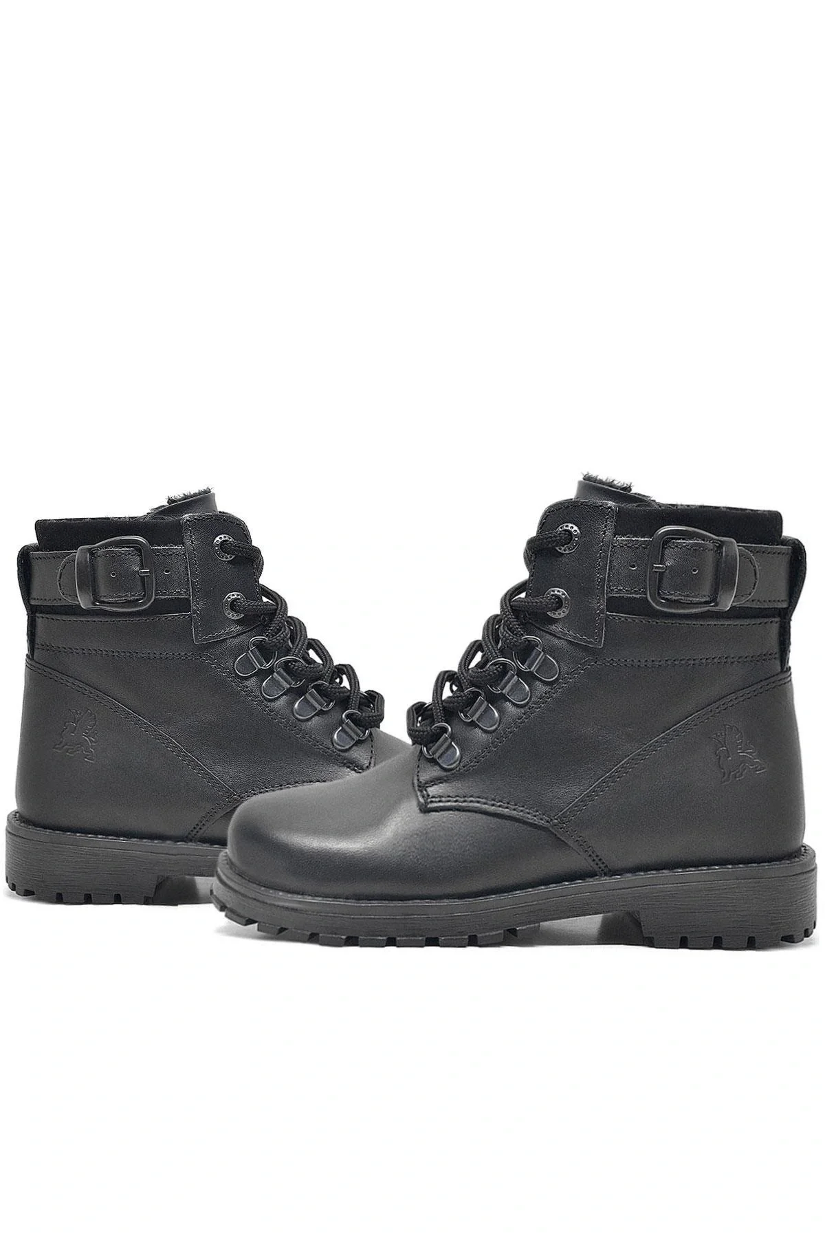 Rakerplus Hakiki Deri Siyah Fermuarlı Kürklü Çocuk Bot