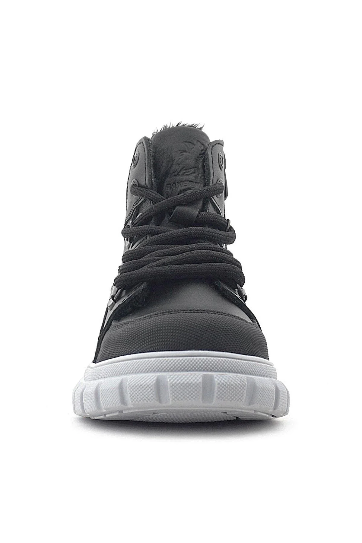 Rakerplus Hakiki Deri Siyah Gri Fermuarlı Erkek Çocuk Bot