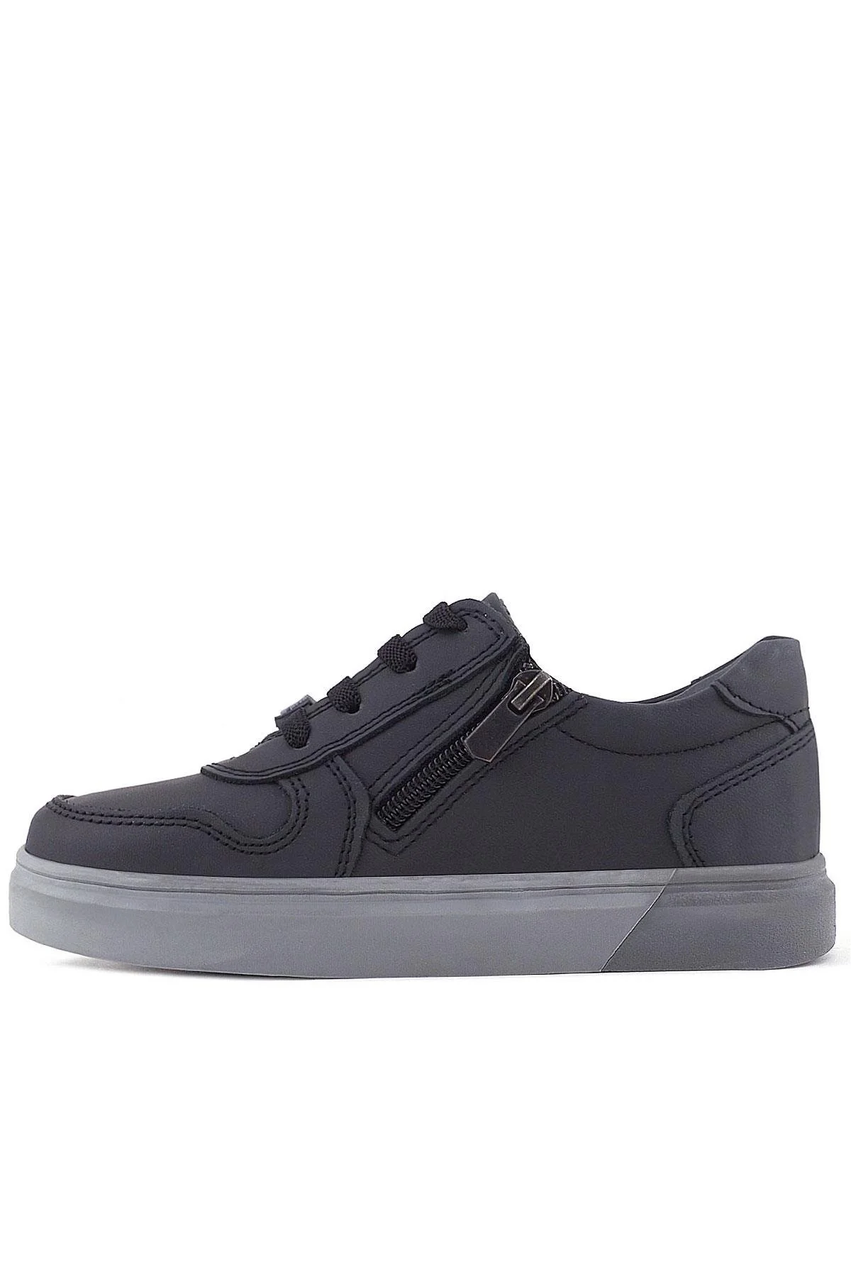 Rakerplus Hakiki Deri Siyah Gri Tabanlı Günlük Erkek Çocuk Okul Ayakkabısı