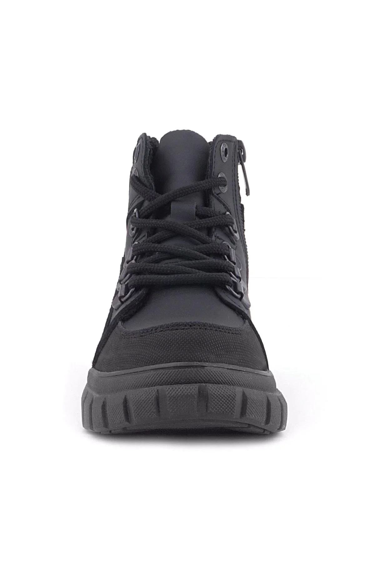 Rakerplus Hakiki Deri Siyah Kırmızı Fermuarlı Erkek Çocuk Bot