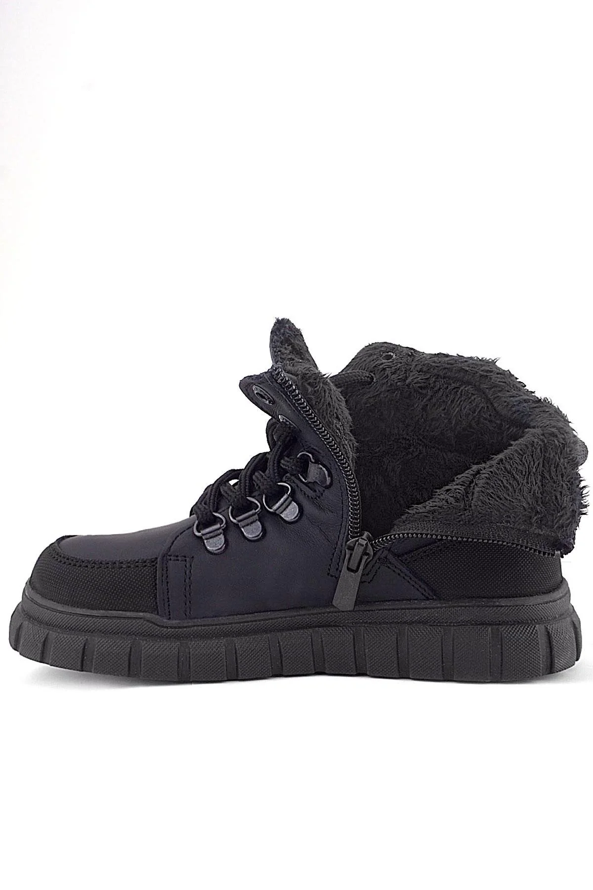 Rakerplus Hakiki Deri Siyah Kırmızı Fermuarlı Erkek Çocuk Bot