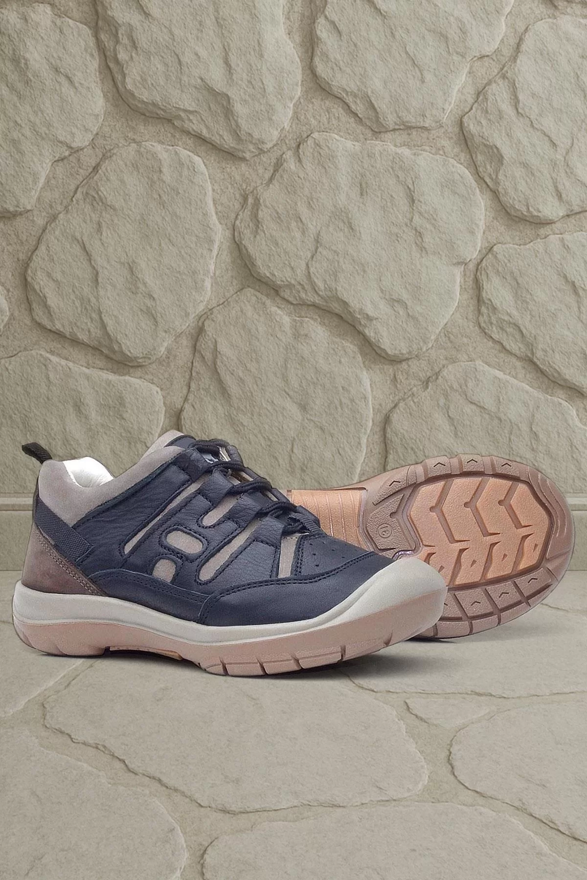 Rakerplus Hakiki Deri Siyah Kum Bağcıklı Çocuk Outdoor Ayakkabı