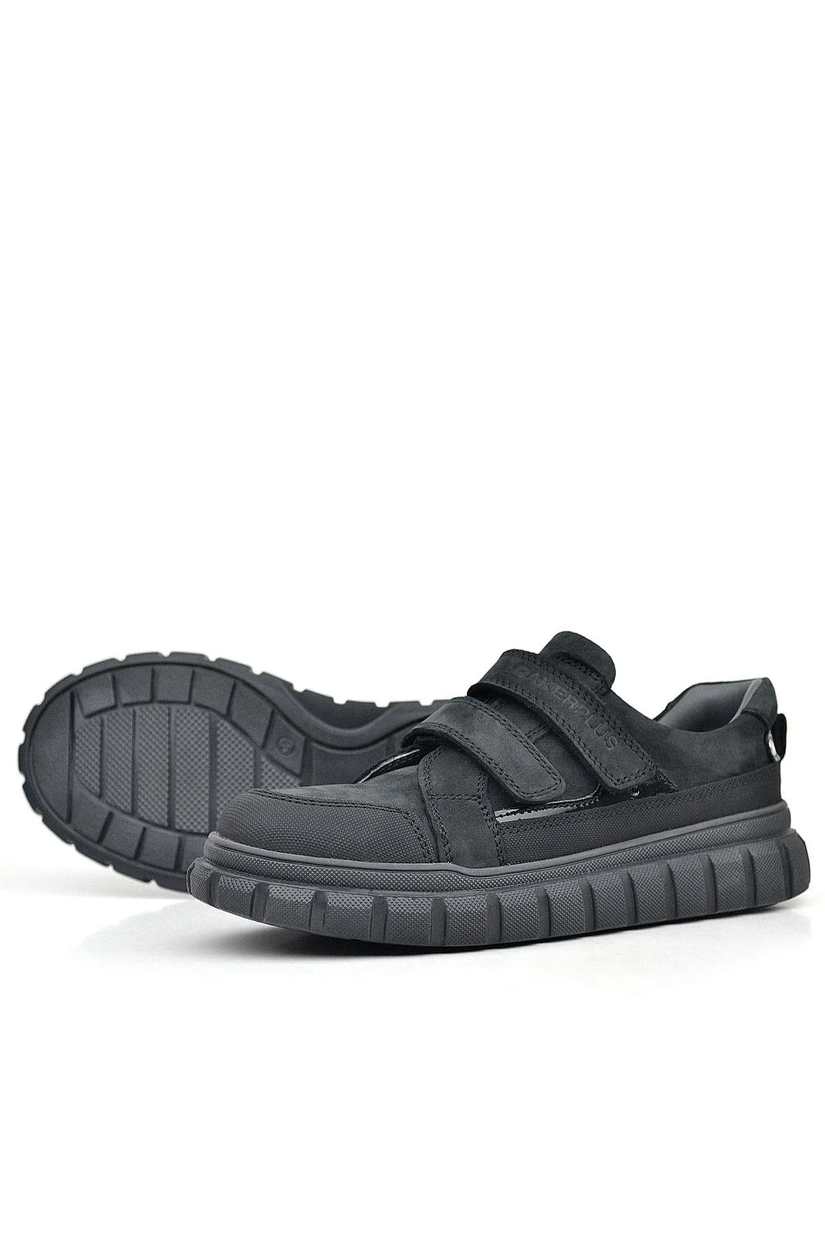 Rakerplus Hakiki Deri Siyah Nubuk Cırtlı Günlük Spor Çocuk Okul Ayakkabı