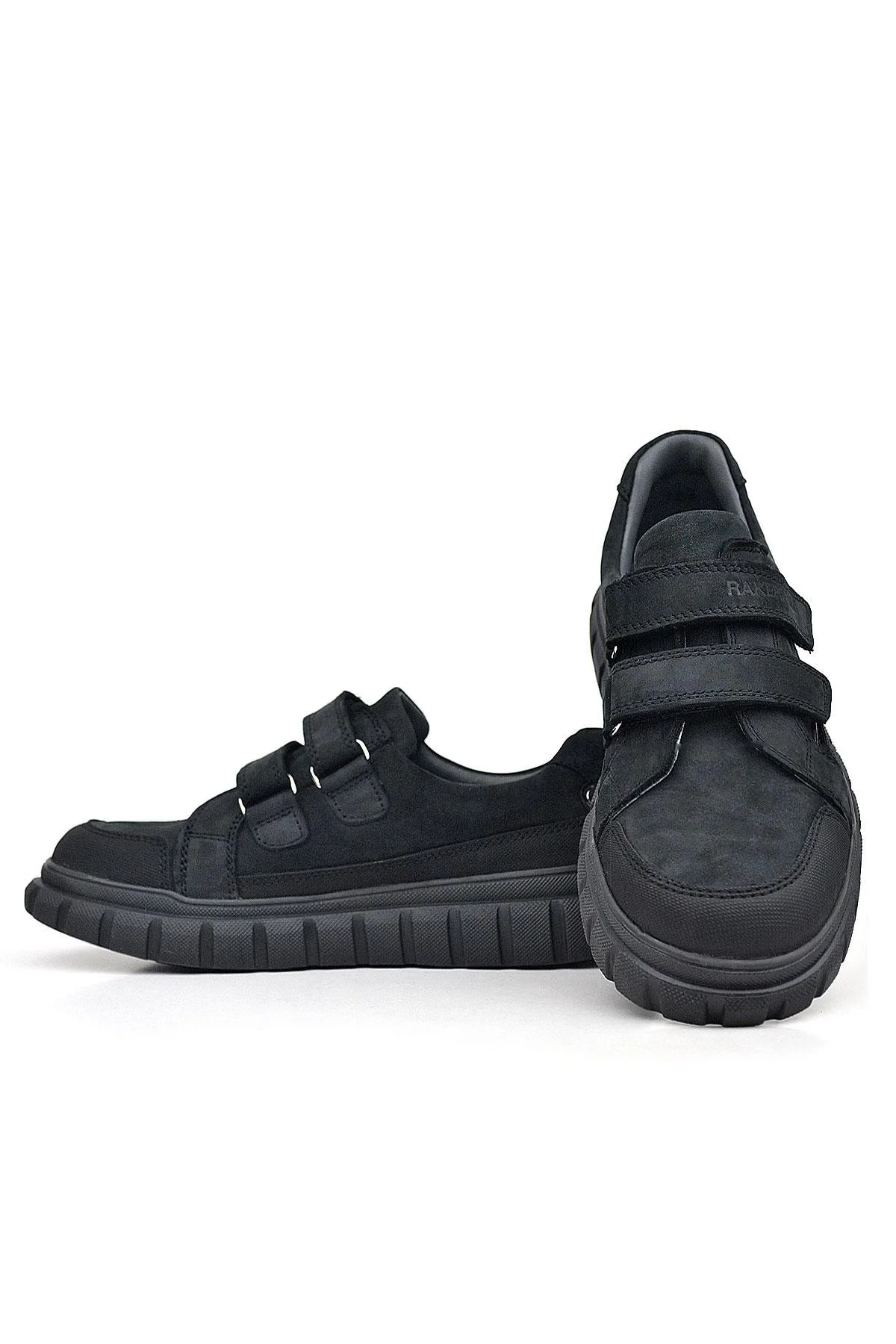 Rakerplus Hakiki Deri Siyah Nubuk Cırtlı Günlük Spor Çocuk Okul Ayakkabı