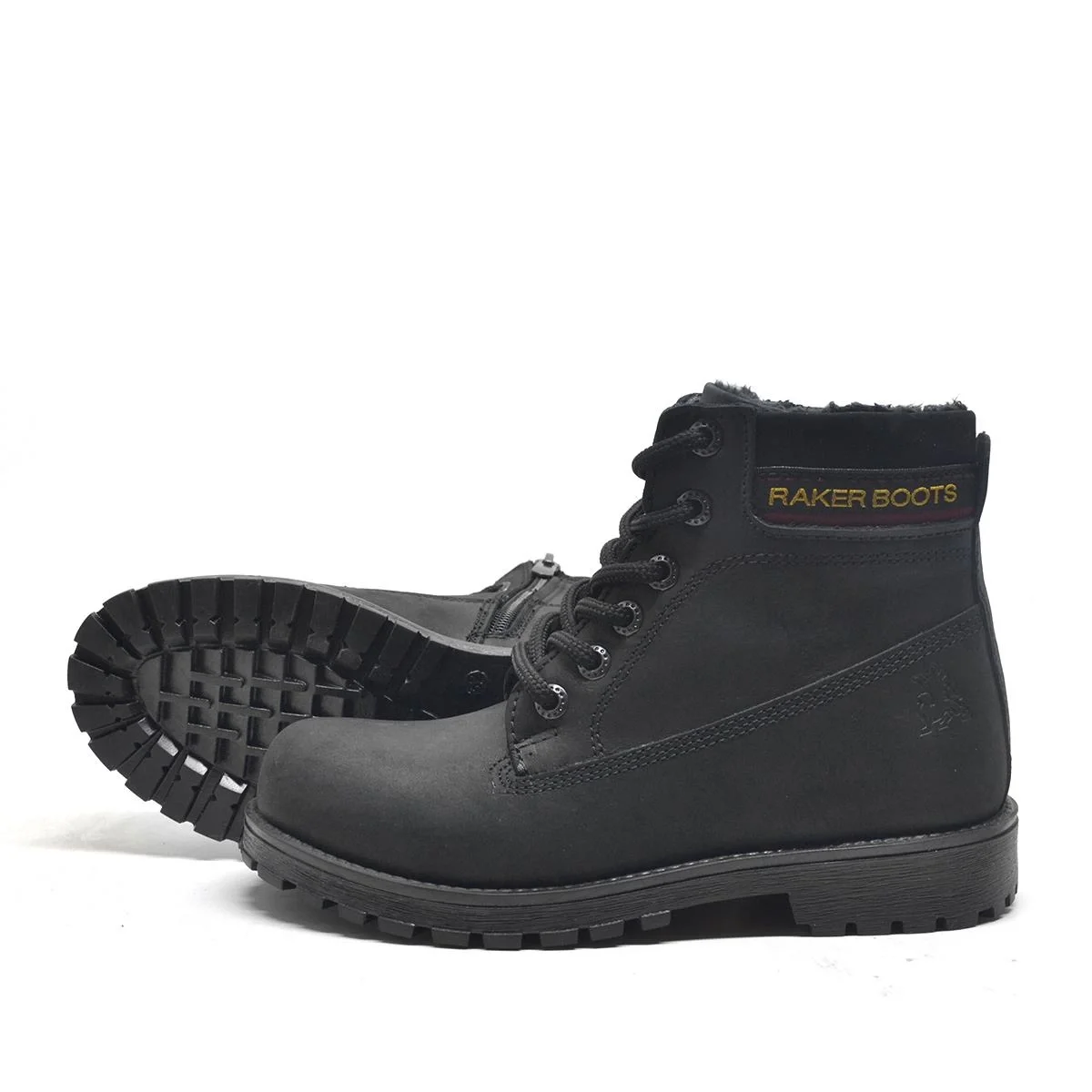 Rakerplus Hakiki Deri Siyah Nubuk Fermuarlı Kışlık Çocuk Bot