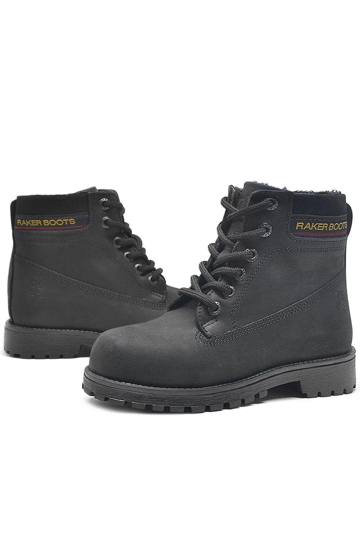 Rakerplus Hakiki Deri Siyah Nubuk Fermuarlı Kışlık Çocuk Bot