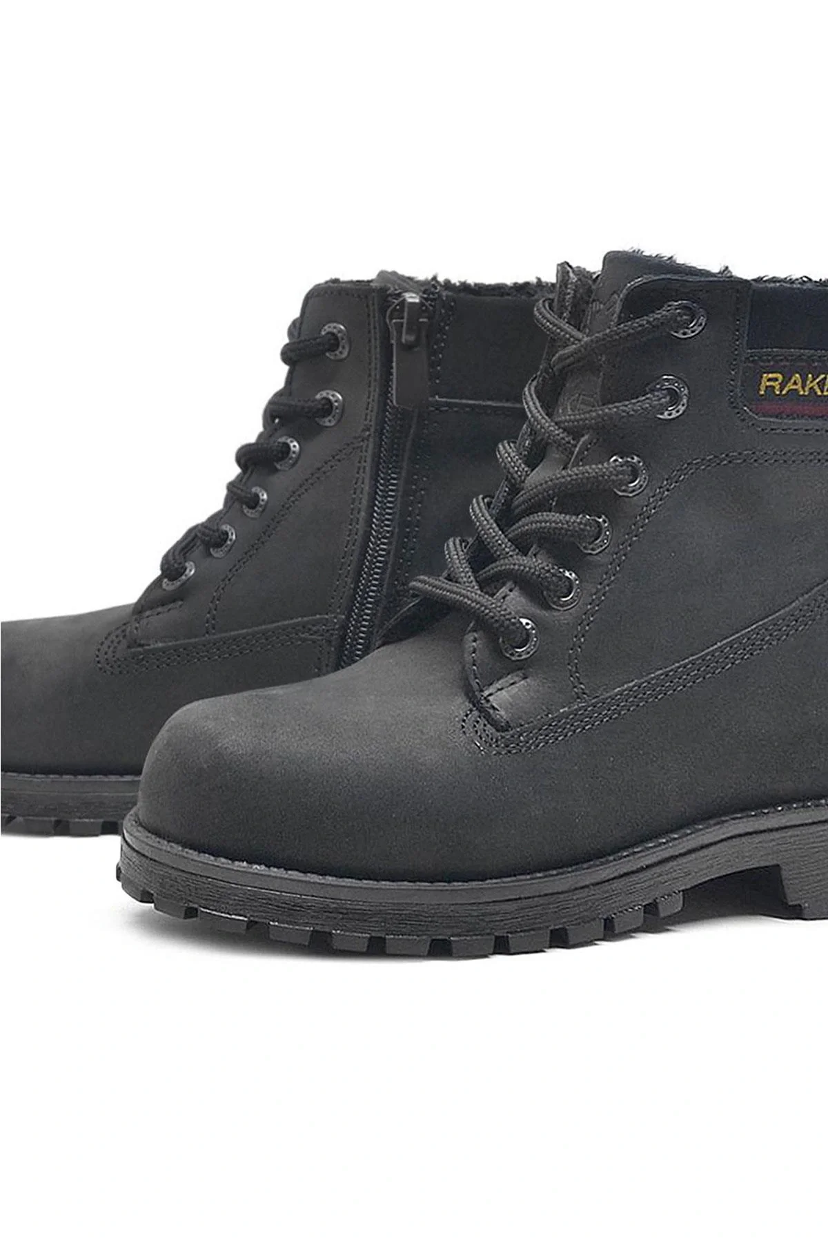 Rakerplus Hakiki Deri Siyah Nubuk Fermuarlı Kışlık Çocuk Bot