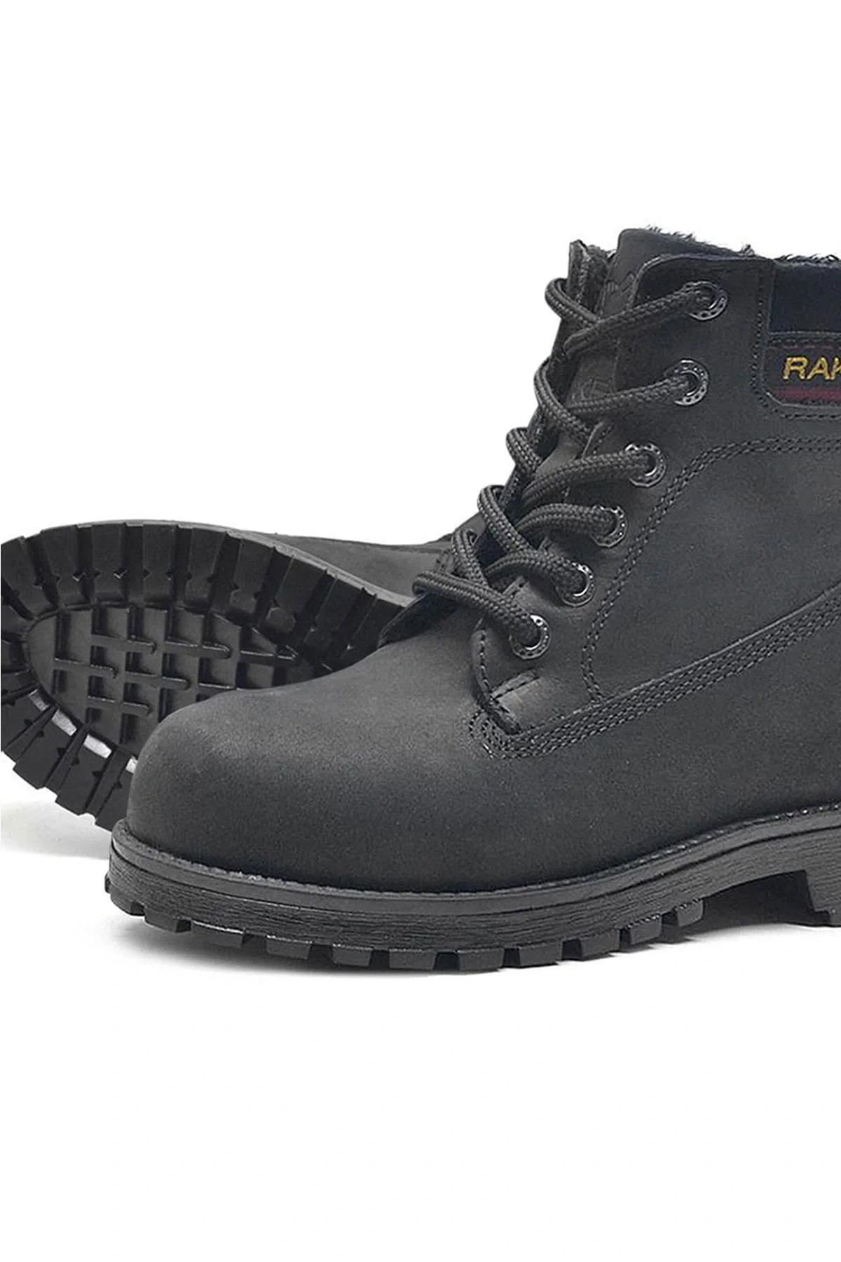 Rakerplus Hakiki Deri Siyah Nubuk Fermuarlı Kışlık Çocuk Bot