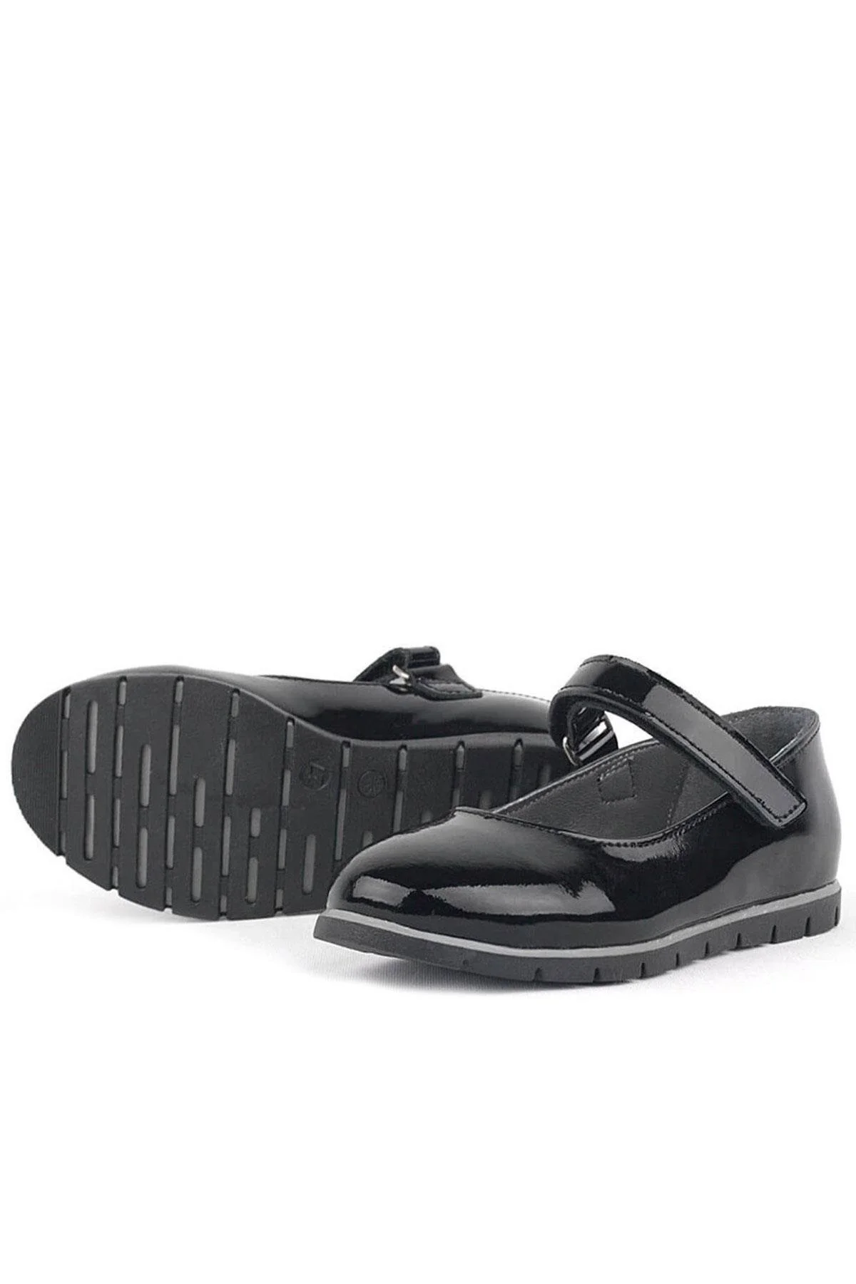 Rakerplus Hakiki Deri Siyah Rugan Kız Çocuk Babet