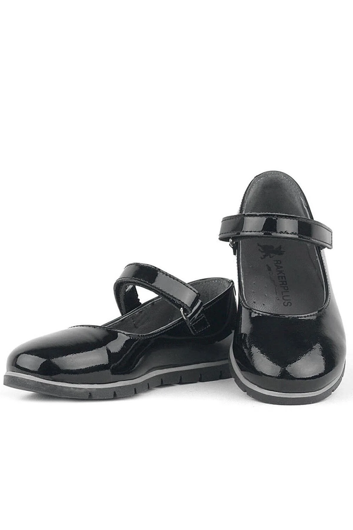 Rakerplus Hakiki Deri Siyah Rugan Kız Çocuk Babet