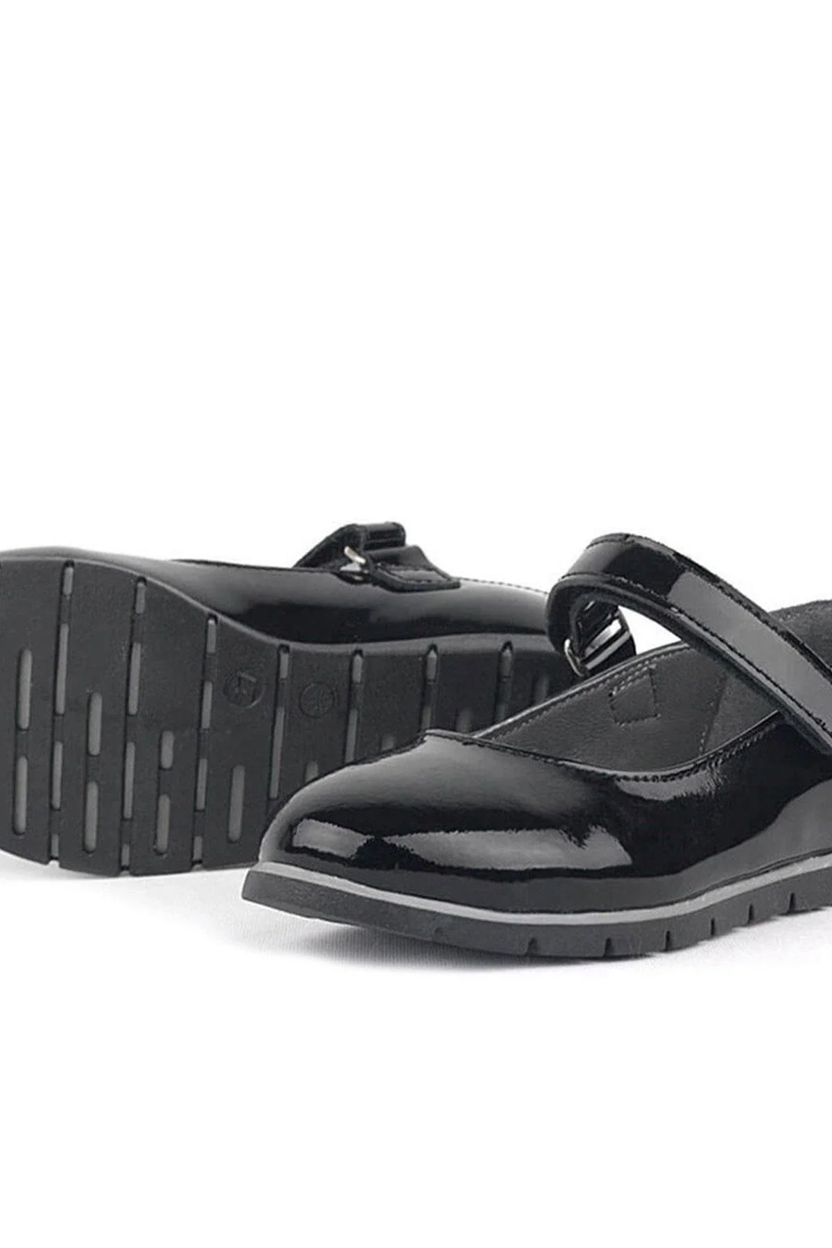 Rakerplus Hakiki Deri Siyah Rugan Kız Çocuk Babet