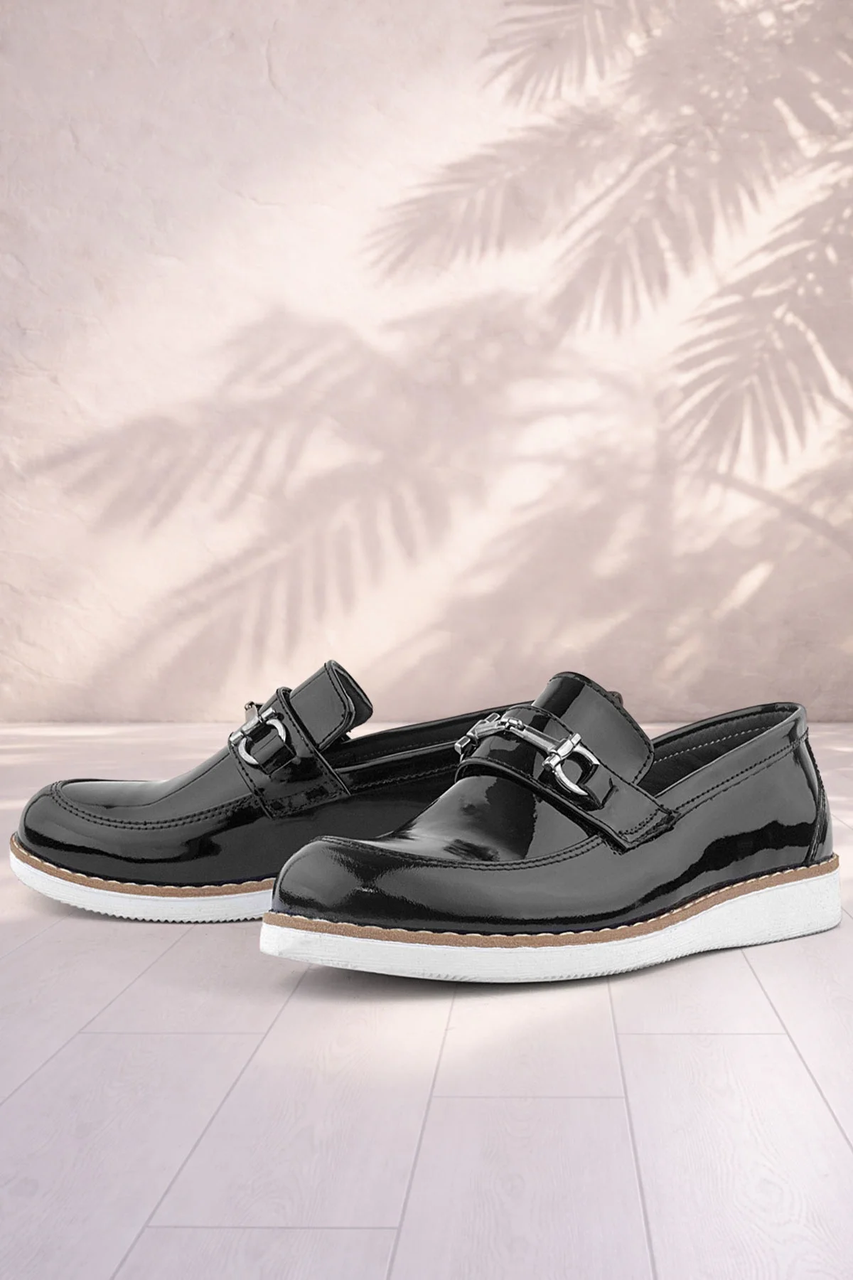 Rakerplus Hakiki Deri Siyah Rugan Loafer Çocuk Klasik Ayakkabı